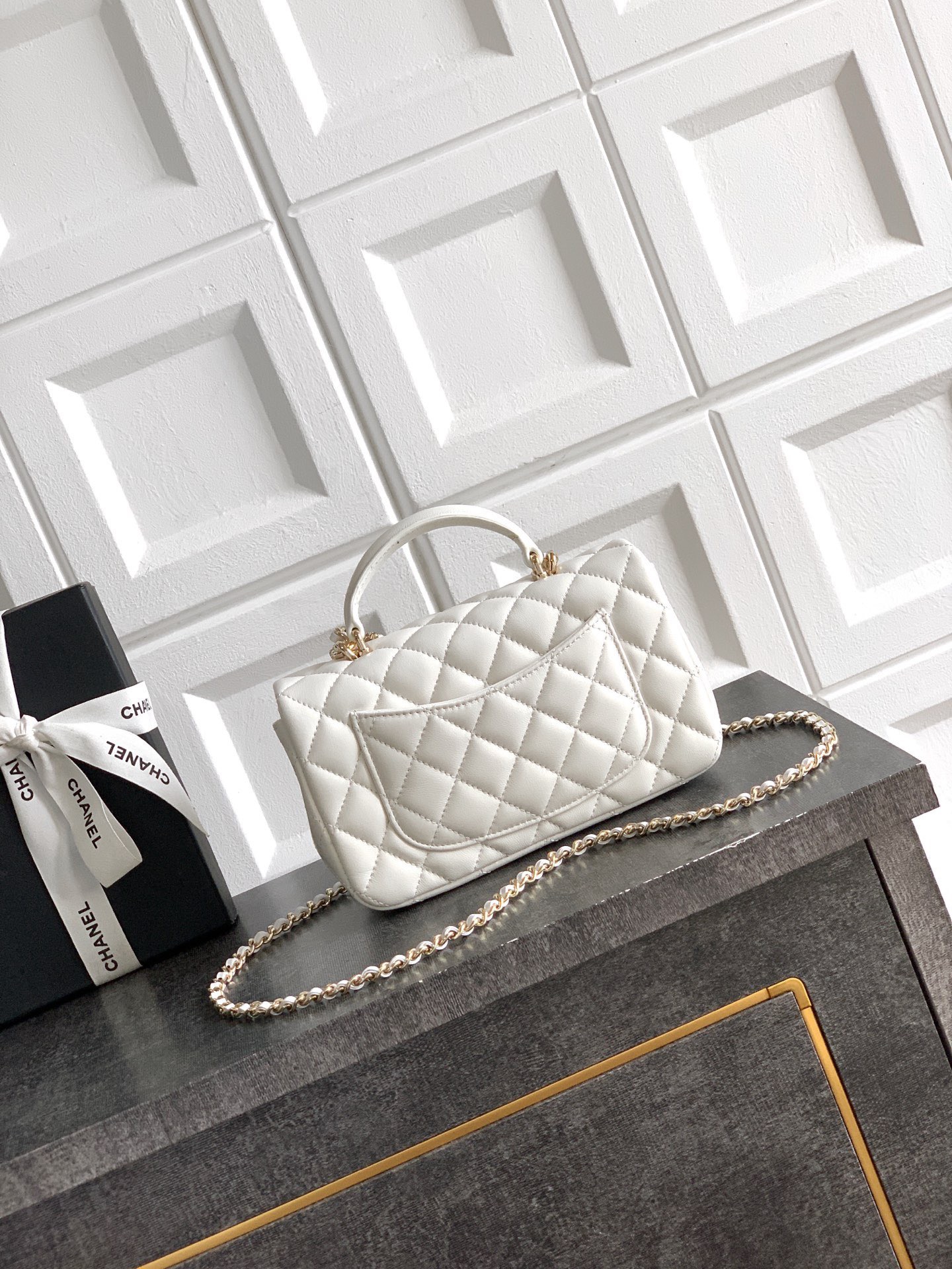 Ch@nel Flap Bag Mini CF Handle -Lambskin Leather-20*13*9cm