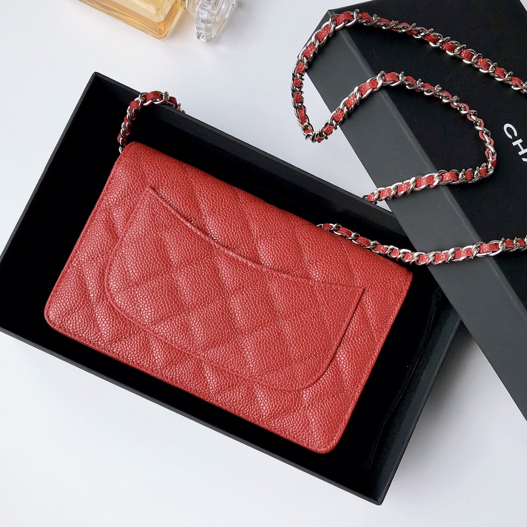 Ch@nel Wallet On Chain-Silver Hardware-19*12*3.5CM