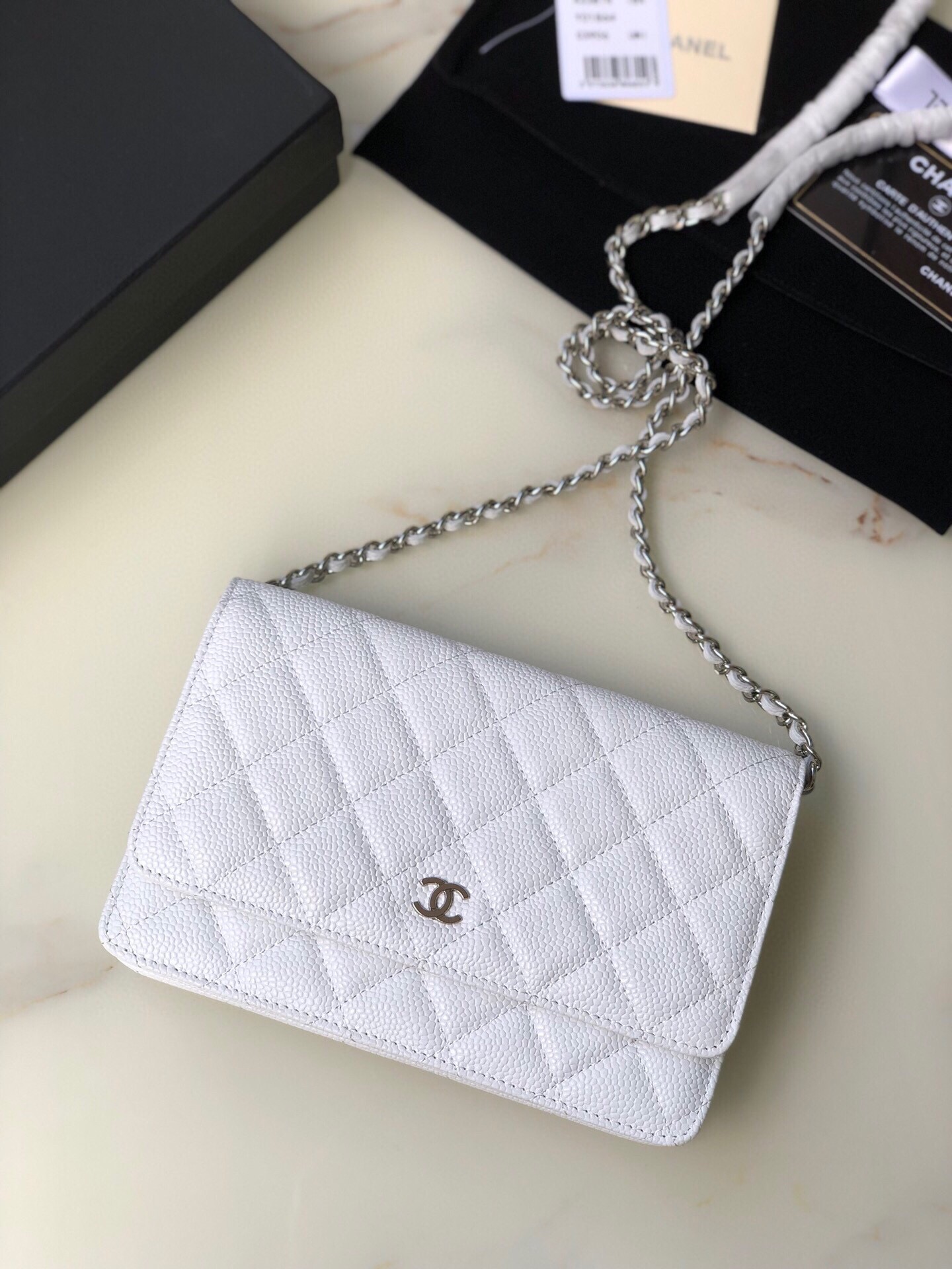 Ch@nel Wallet On Chain-Silver Hardware-19*12*3.5CM