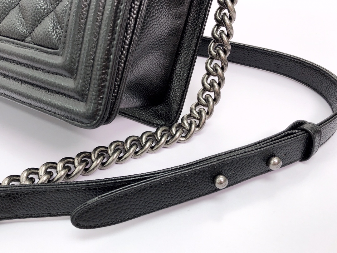 Ch@nel Boy Bag-Caviar-28CM