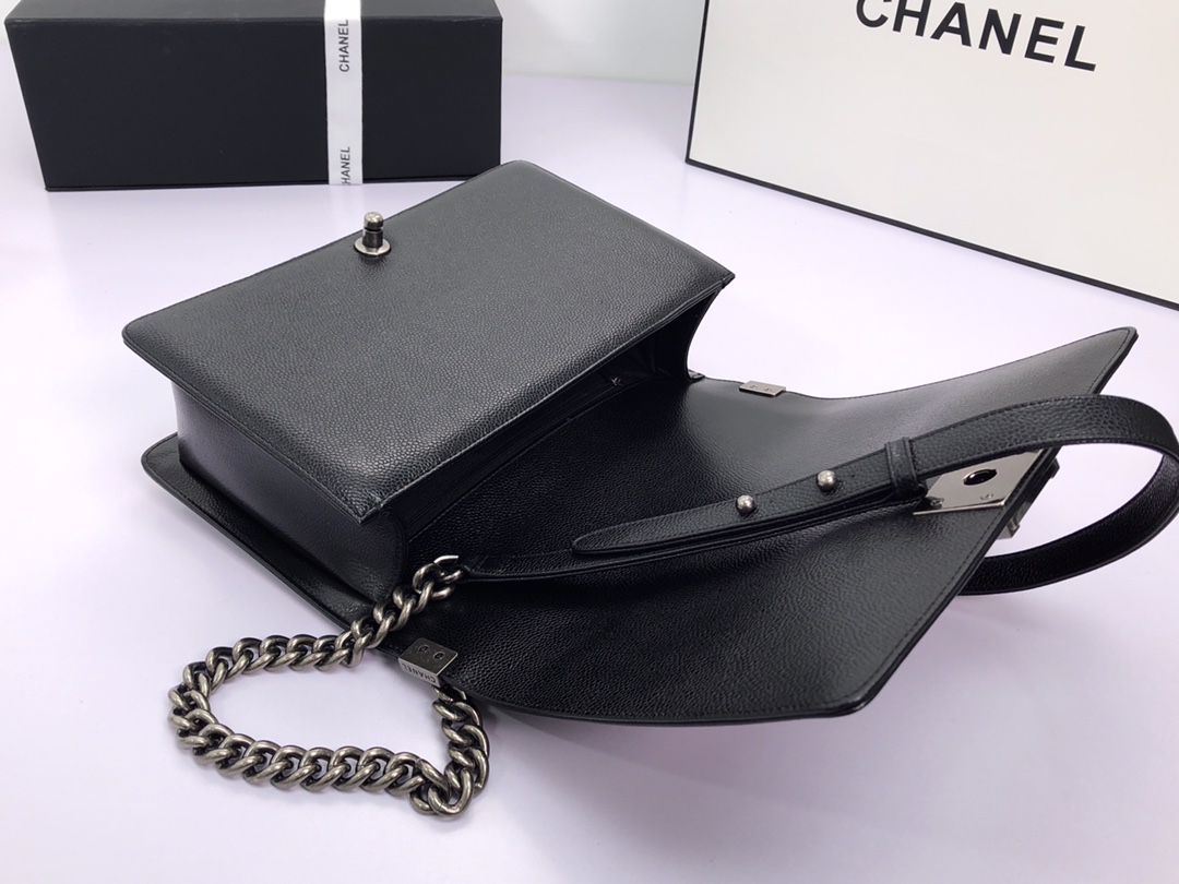 Ch@nel Boy Bag-Caviar-28CM
