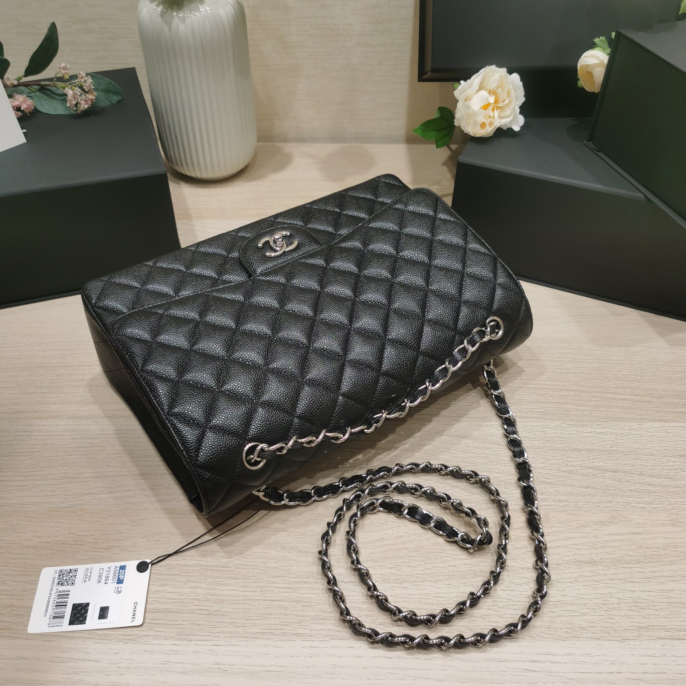 Ch@nel Flap Bag-Caviar Leather-Maxi-33CM