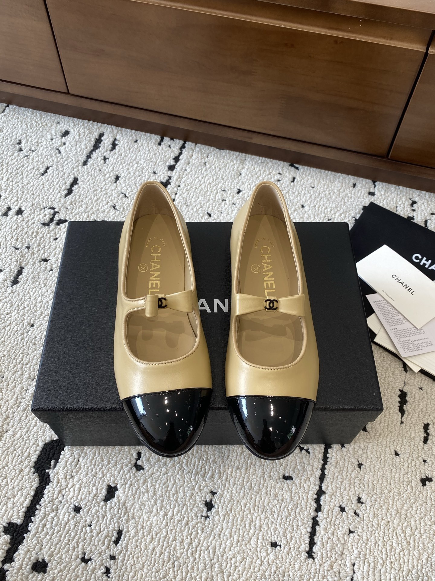 Chan*el Patent Calfskin Mary Janes Flats