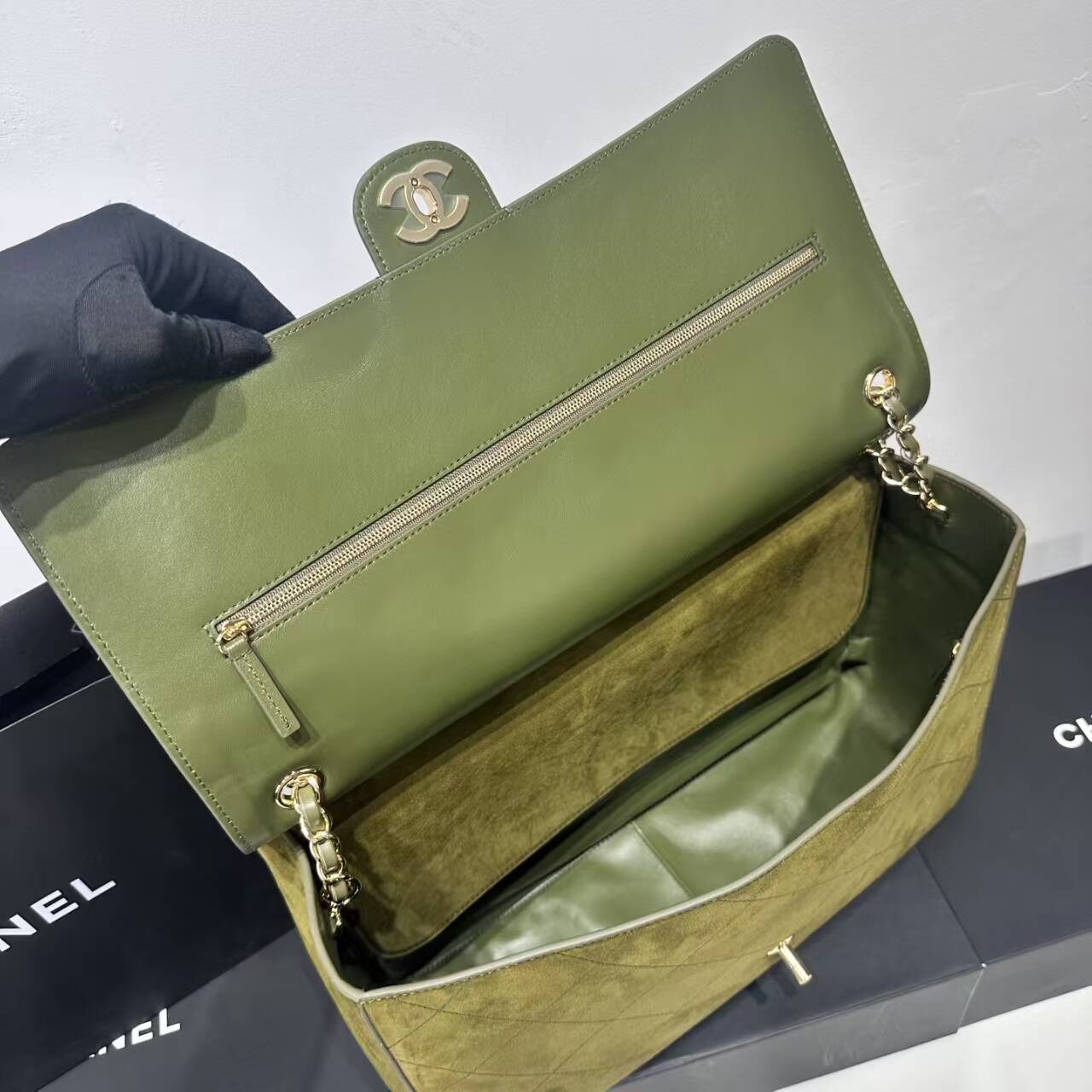 Ch@nel Maxi Flapbag , Grained Calfskin & Silver-Tone Metal, lLight-26*38.5*11CM