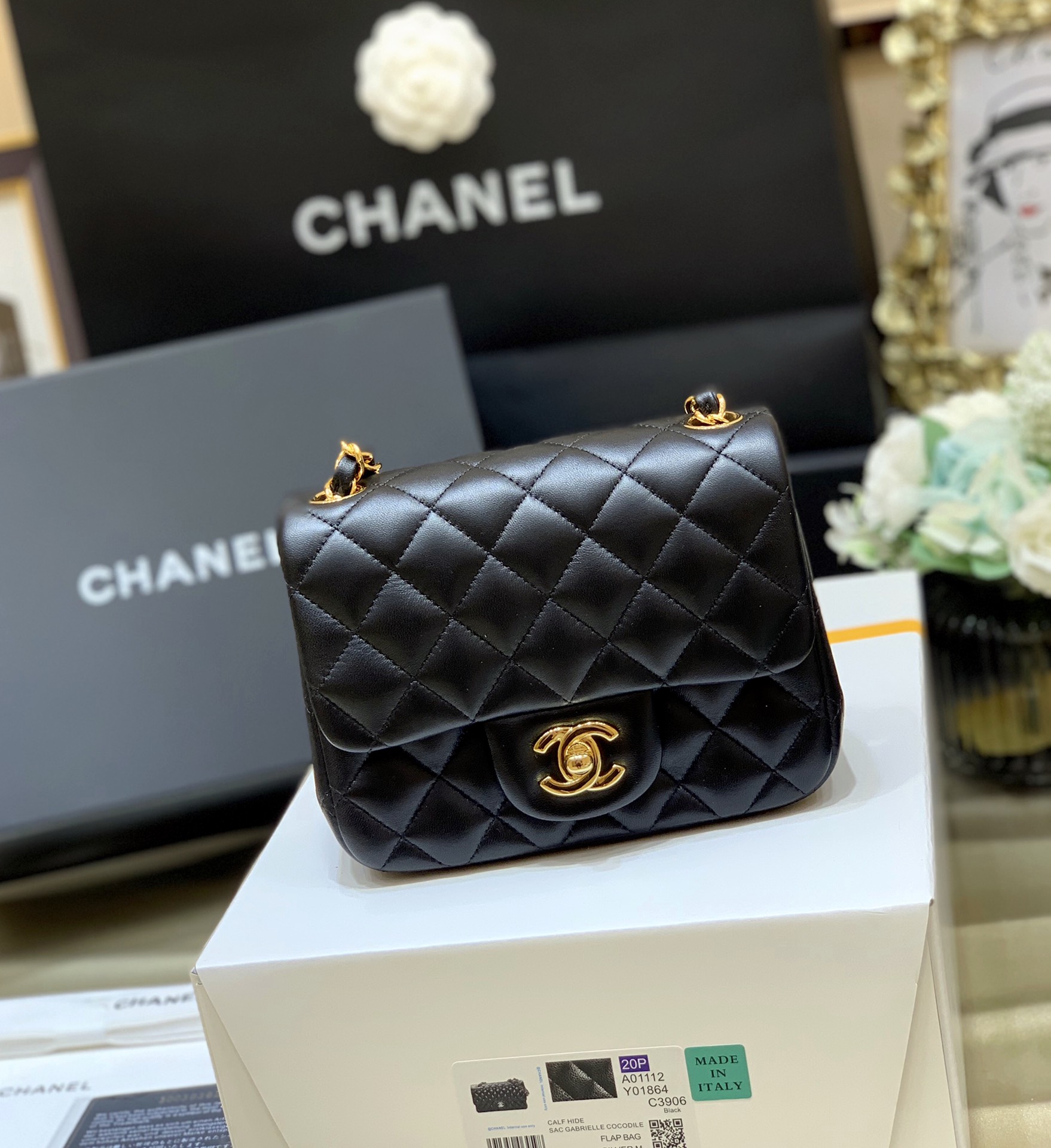 Ch@nel Flap Bag-Lambskin-17CM