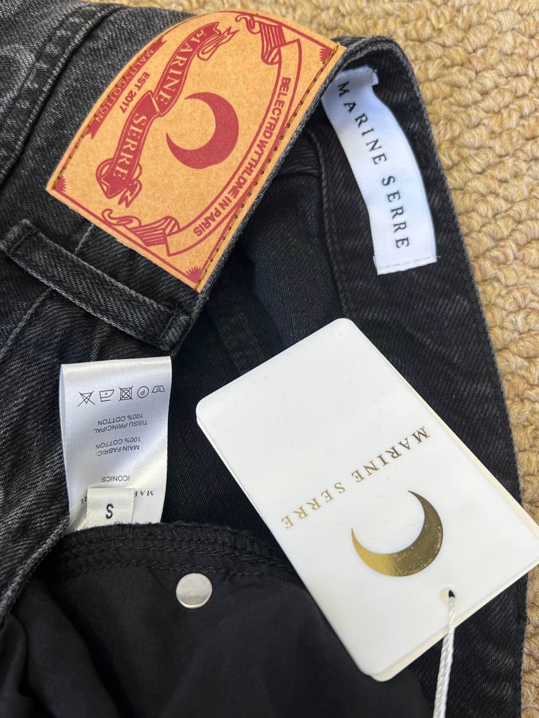 Marine Serre Regenerated-denim slim-fit Jeans