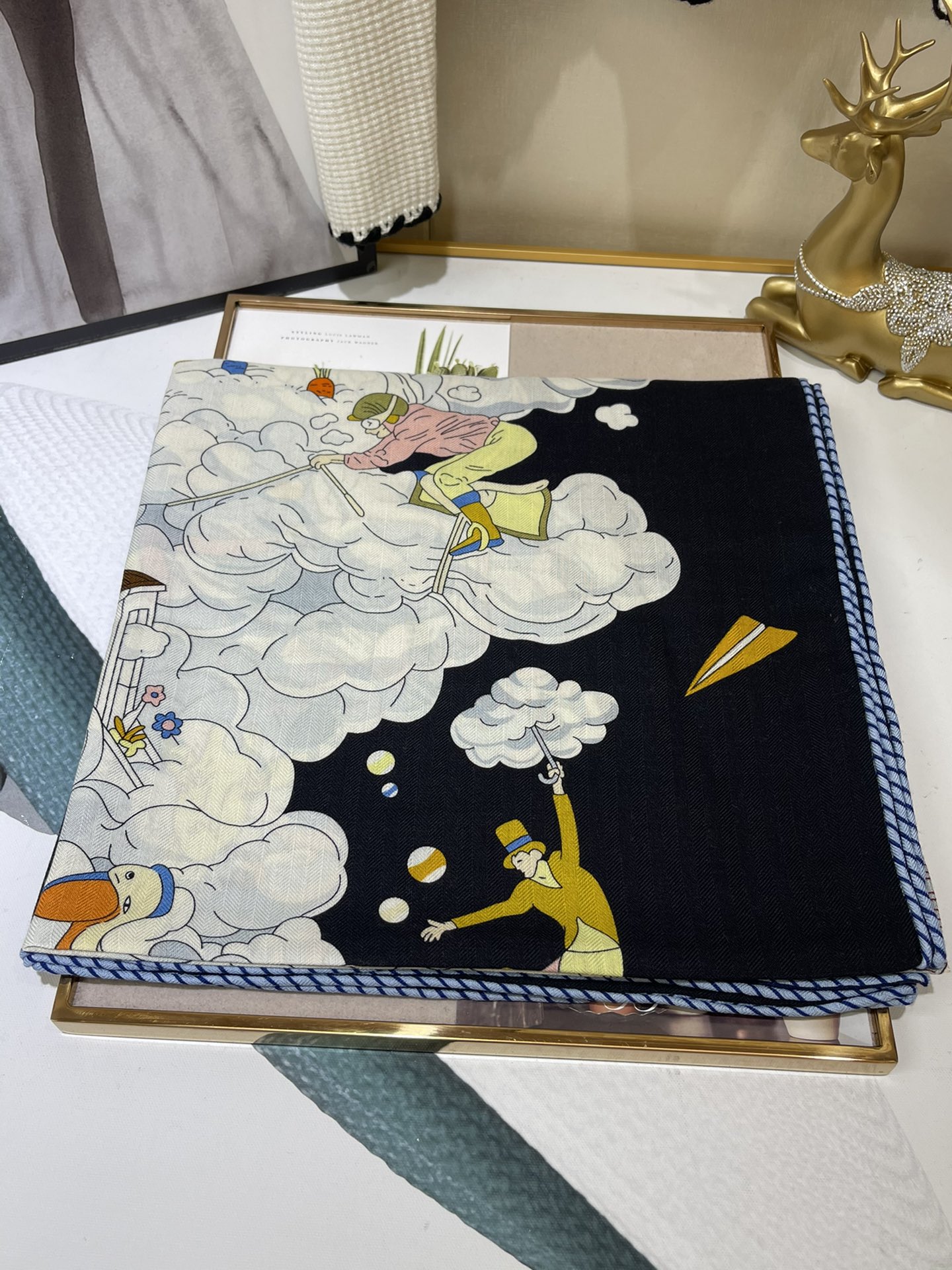 H**mes square towel-140*140cm