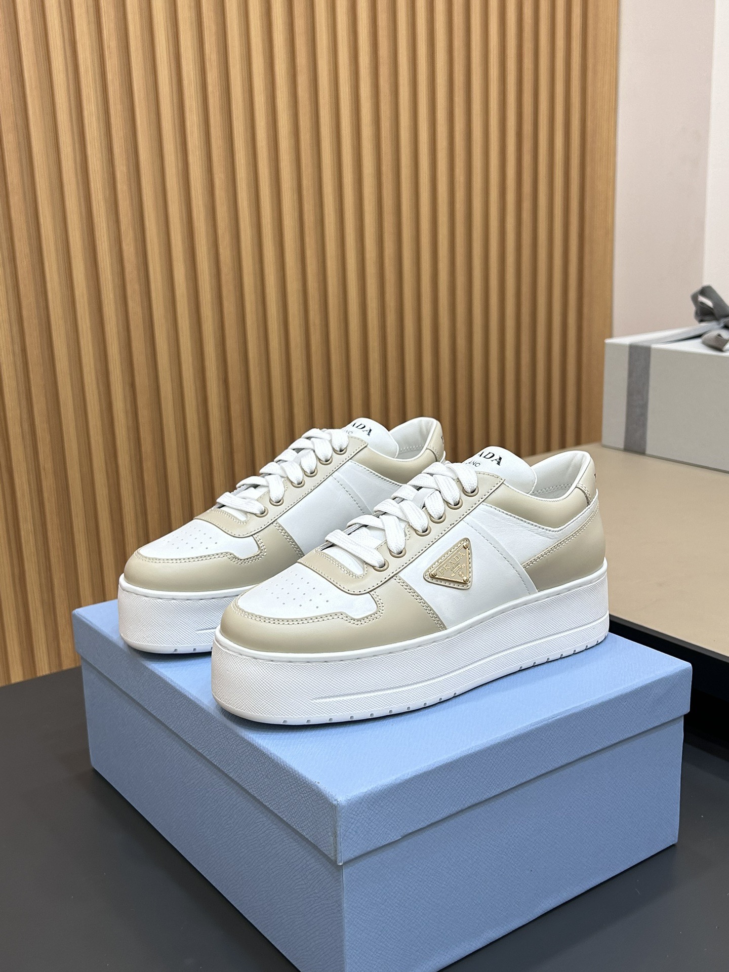Pra*da Downtown Bold Leather Sneakers (Women)
