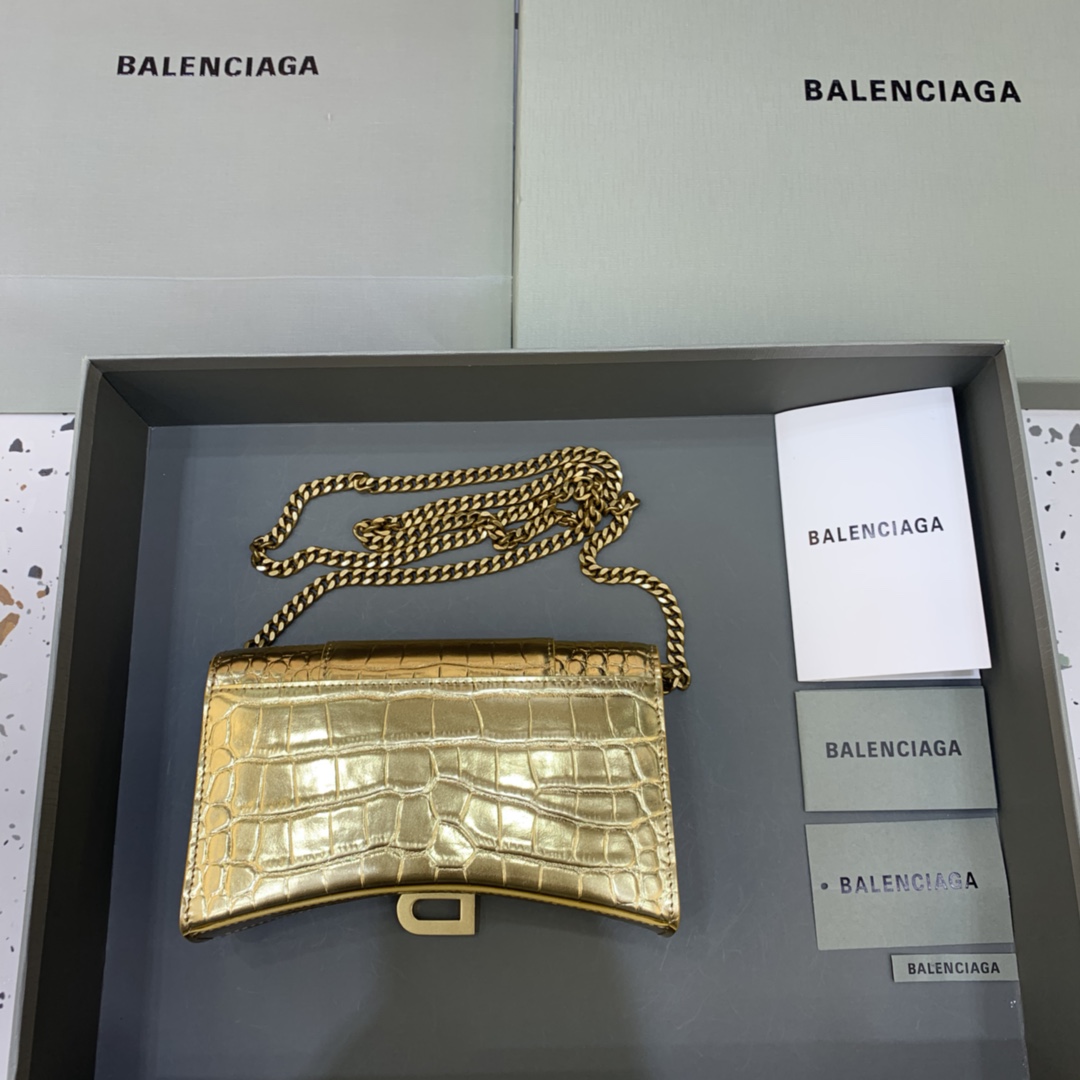 Ba*len*cia*ga hourglass wallet on chain-19*4*12cm