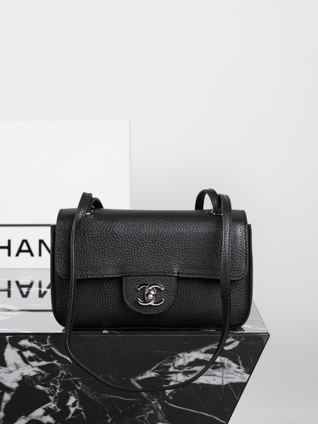 Ch@nel Mini Flap Bag, Grained Calfskin-13*20*6CM