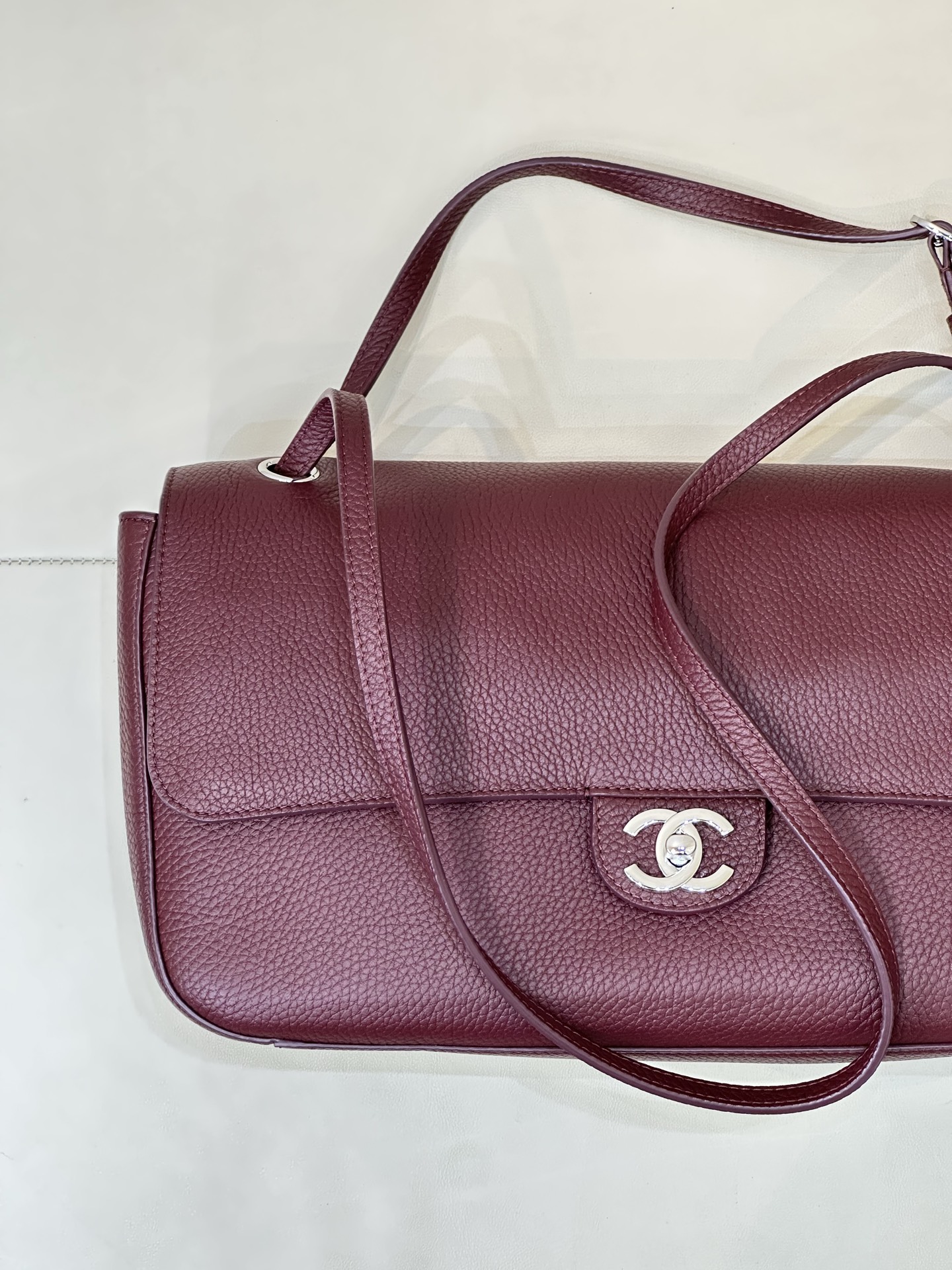 Cha*nel Grained Calfskin Small Souplissimo Maxi Flap-32CM
