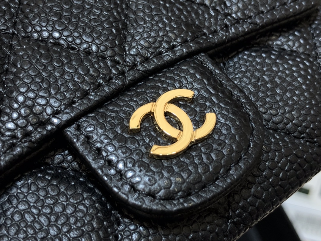 Ch@nel Wallet-Gold Harware-Caviar-11*10CM