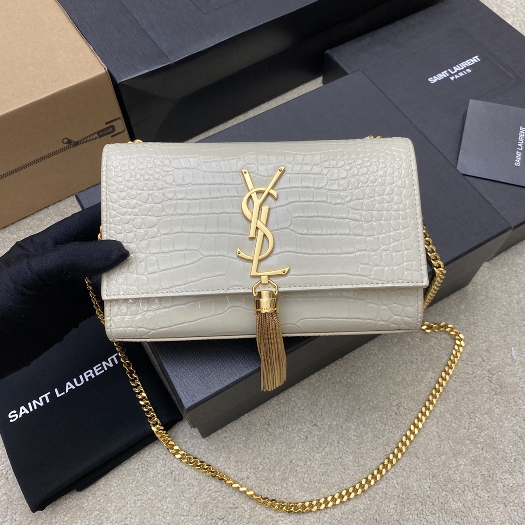Y*L kate with tassle in crocodile-20x13.5x5.5ccm