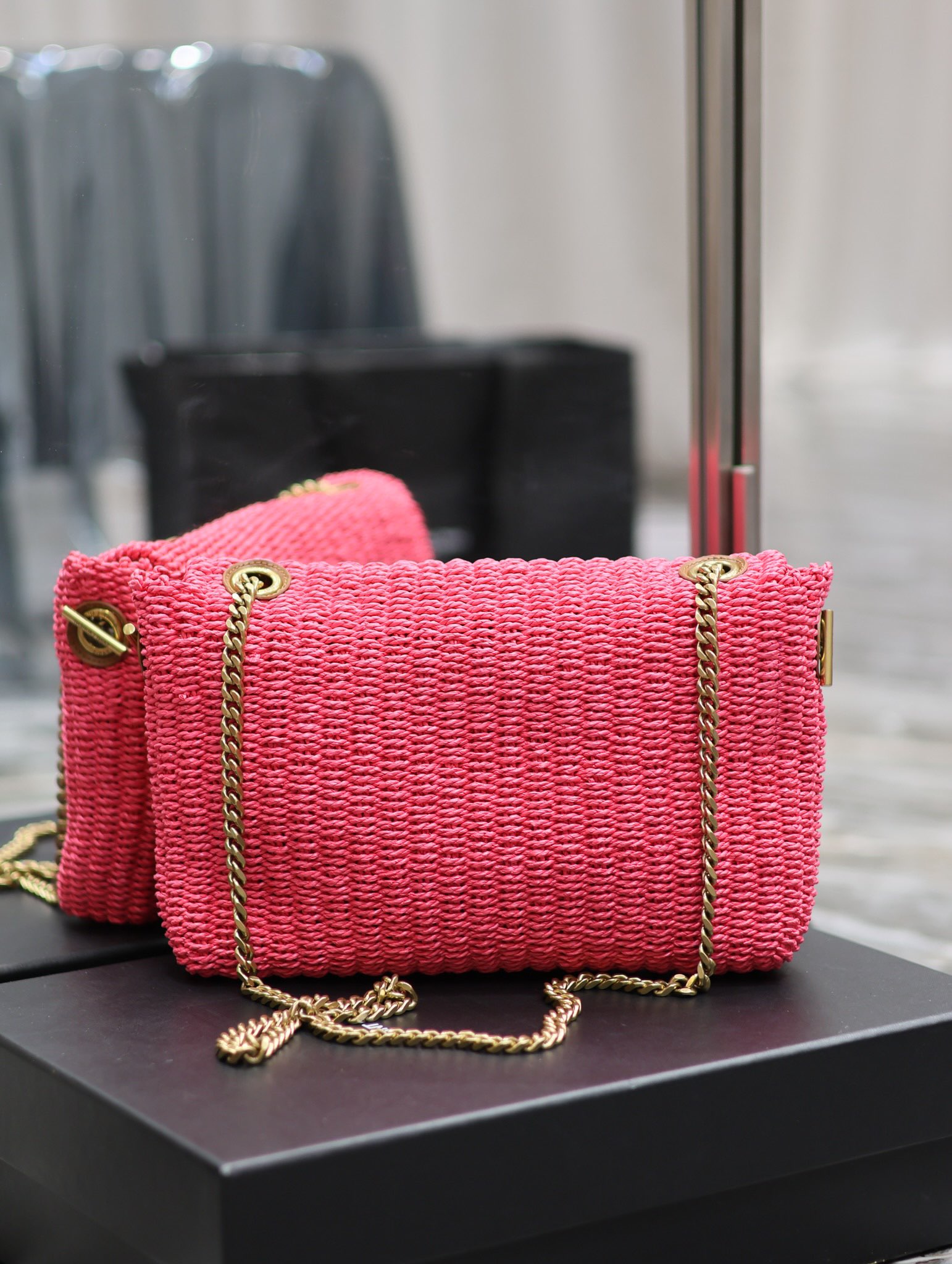 Y*L kate with raffia-28.5×20×6cm