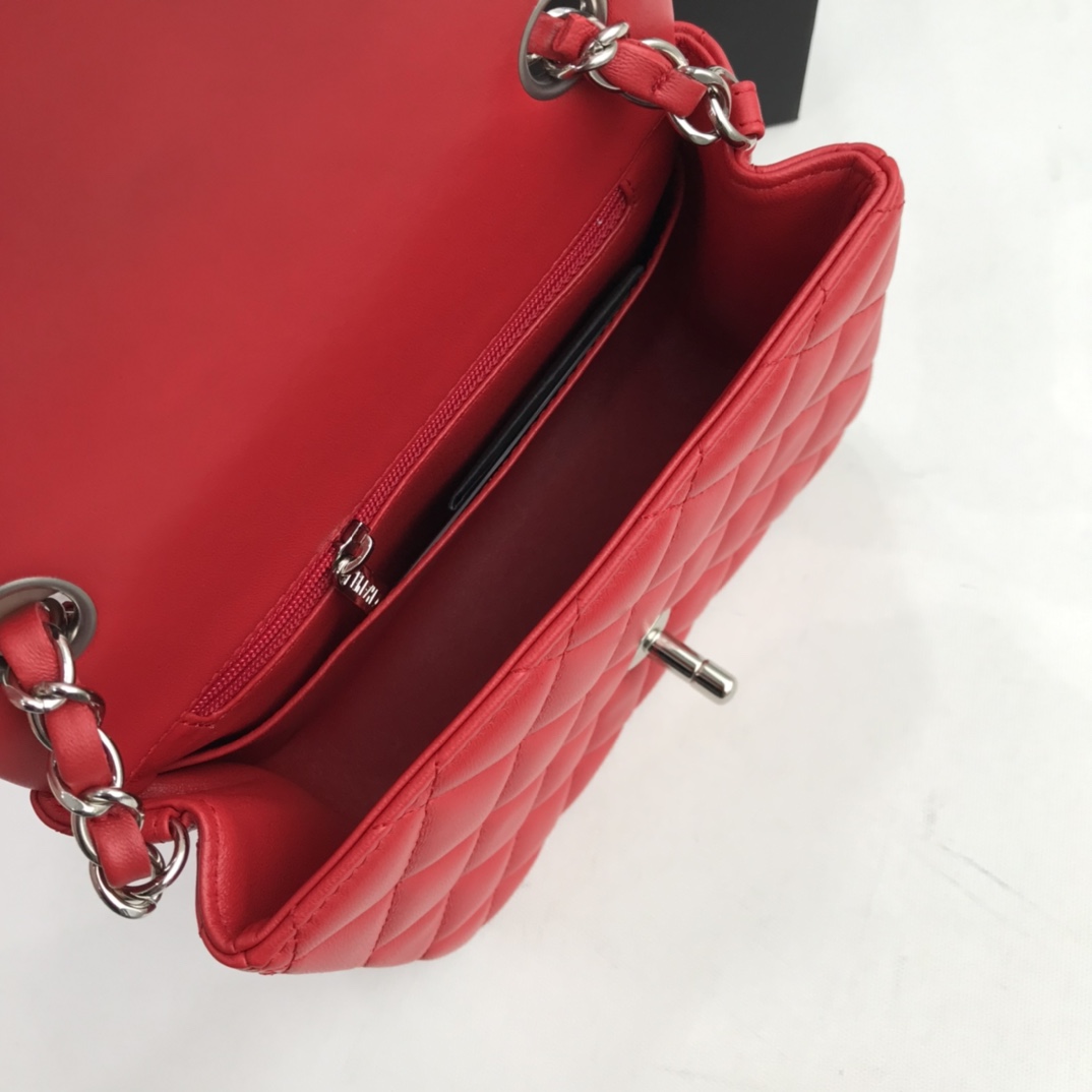 Ch@nel Flap Bag-Lambskin Leather-17CM