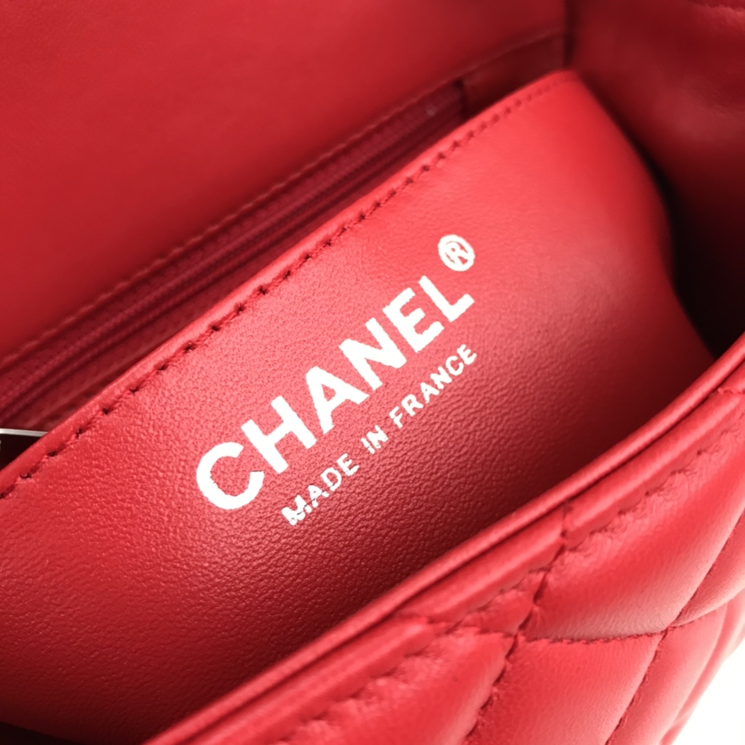 Ch@nel Flap Bag-Lambskin Leather-17CM
