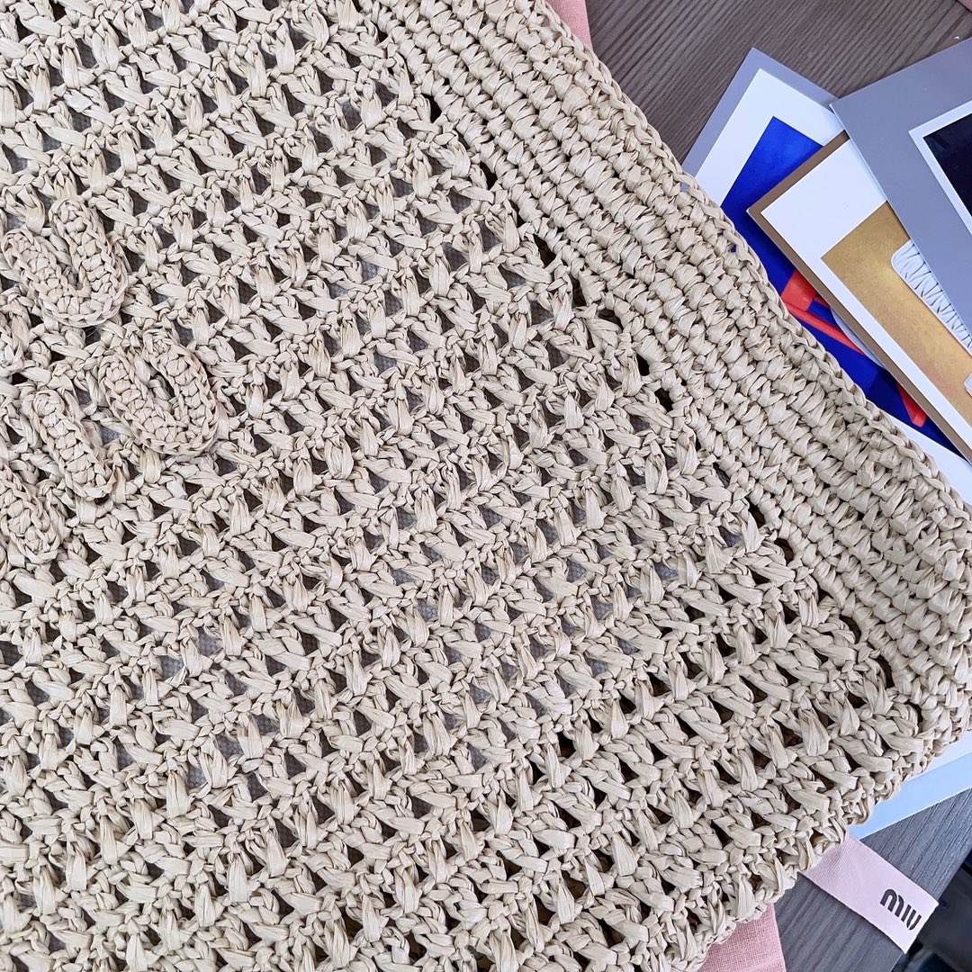 M*um*u crochet raffia tote bag-38.5x 40 x10cm