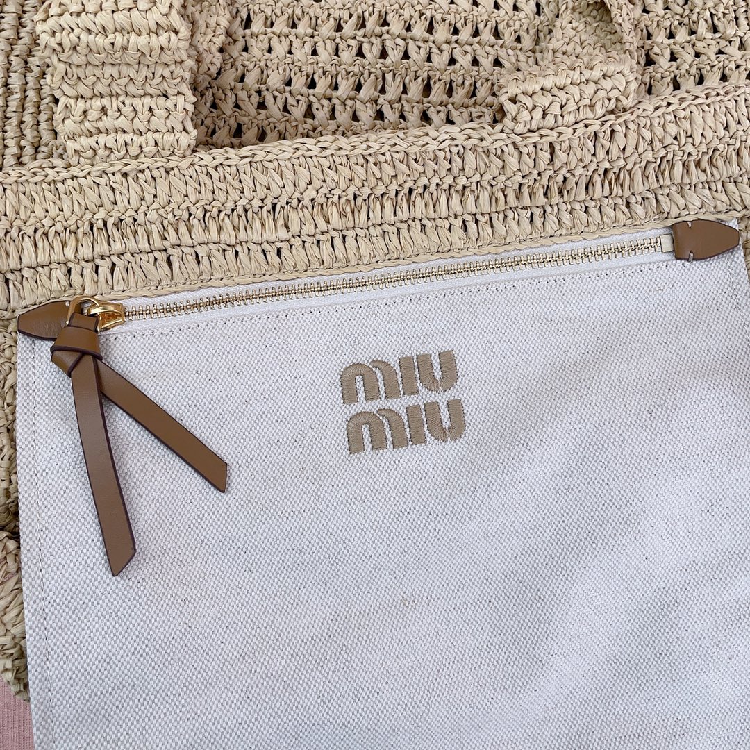 M*um*u crochet raffia tote bag-38.5x 40 x10cm