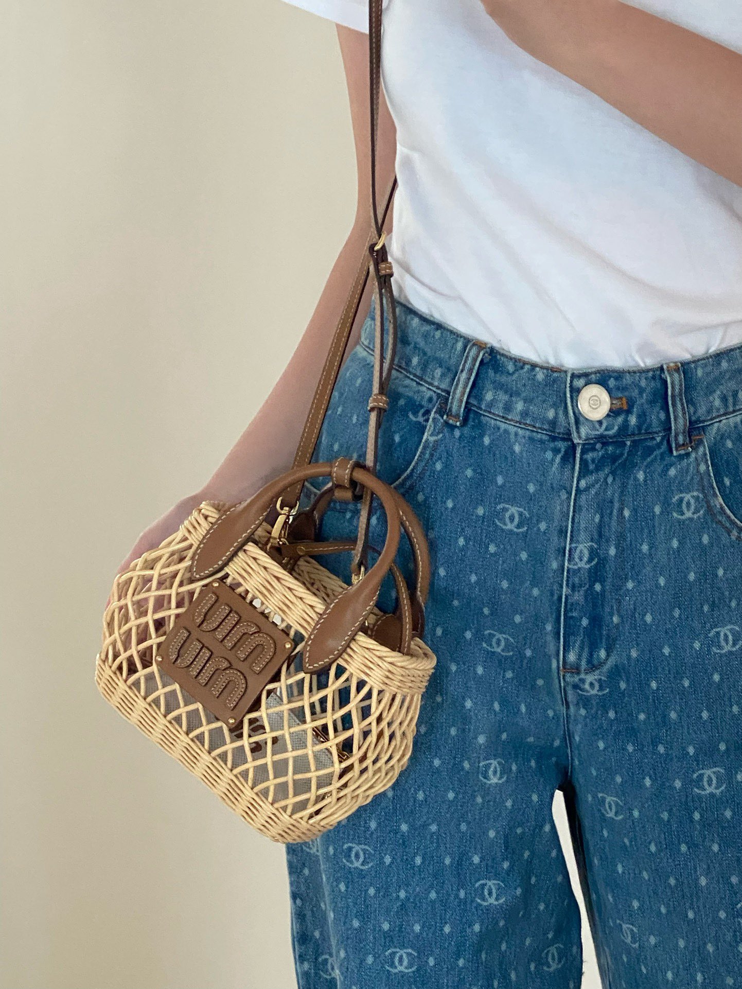 M*um*u bamboo woven bag-9×18×23.5cm
