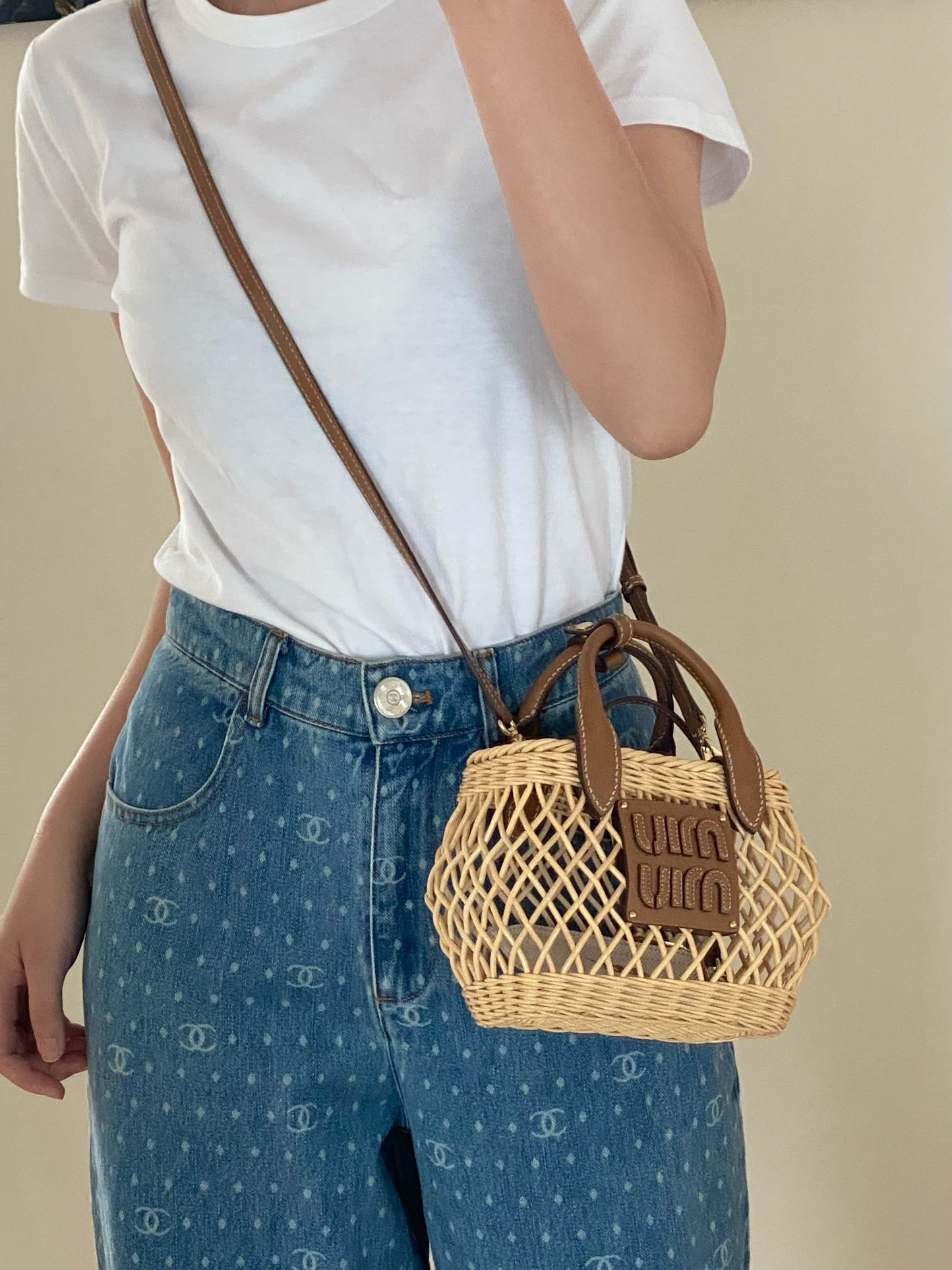 M*um*u bamboo woven bag-9×18×23.5cm