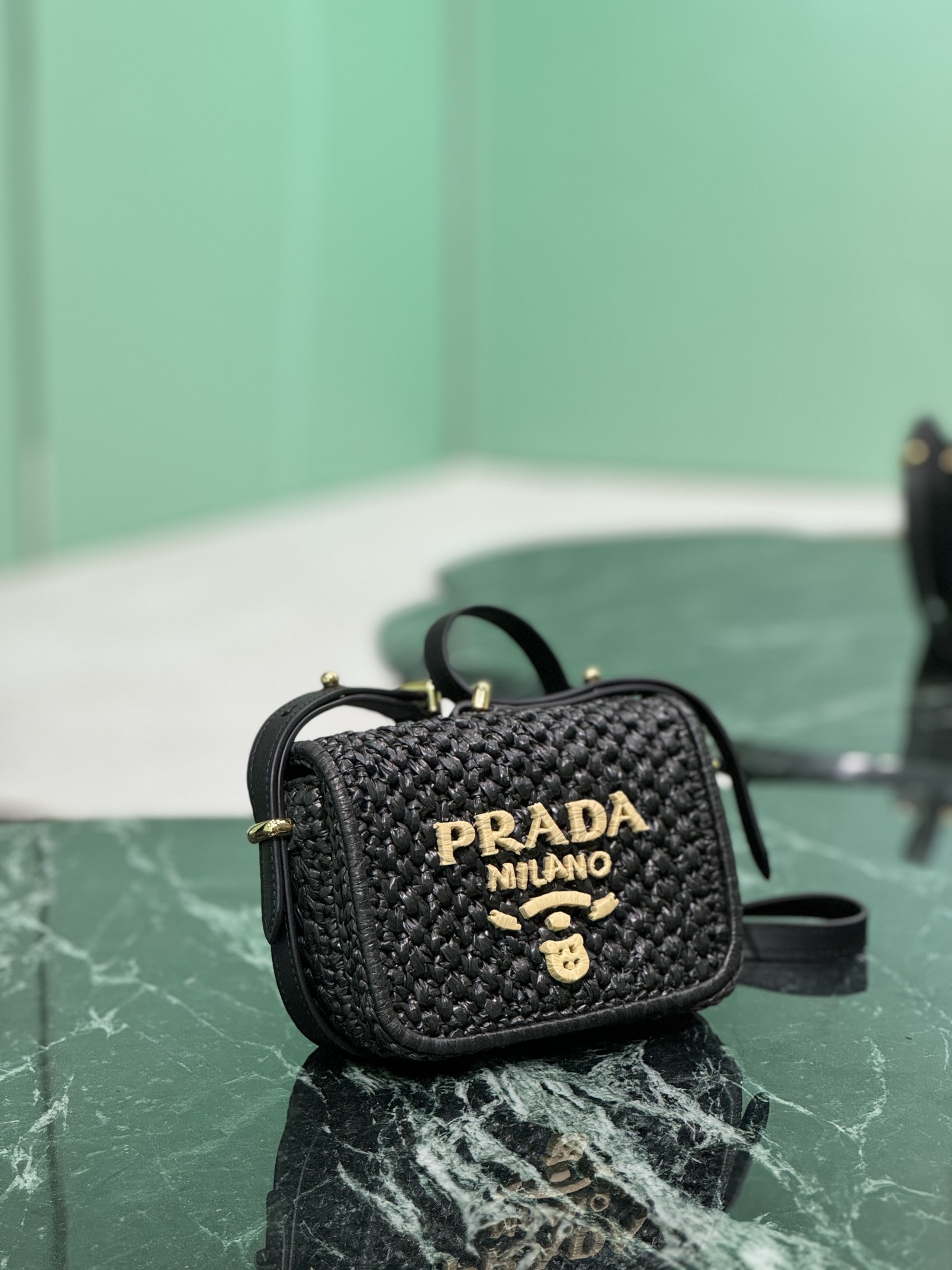 Pra*a woven bag-1bd362-6*12*6cm