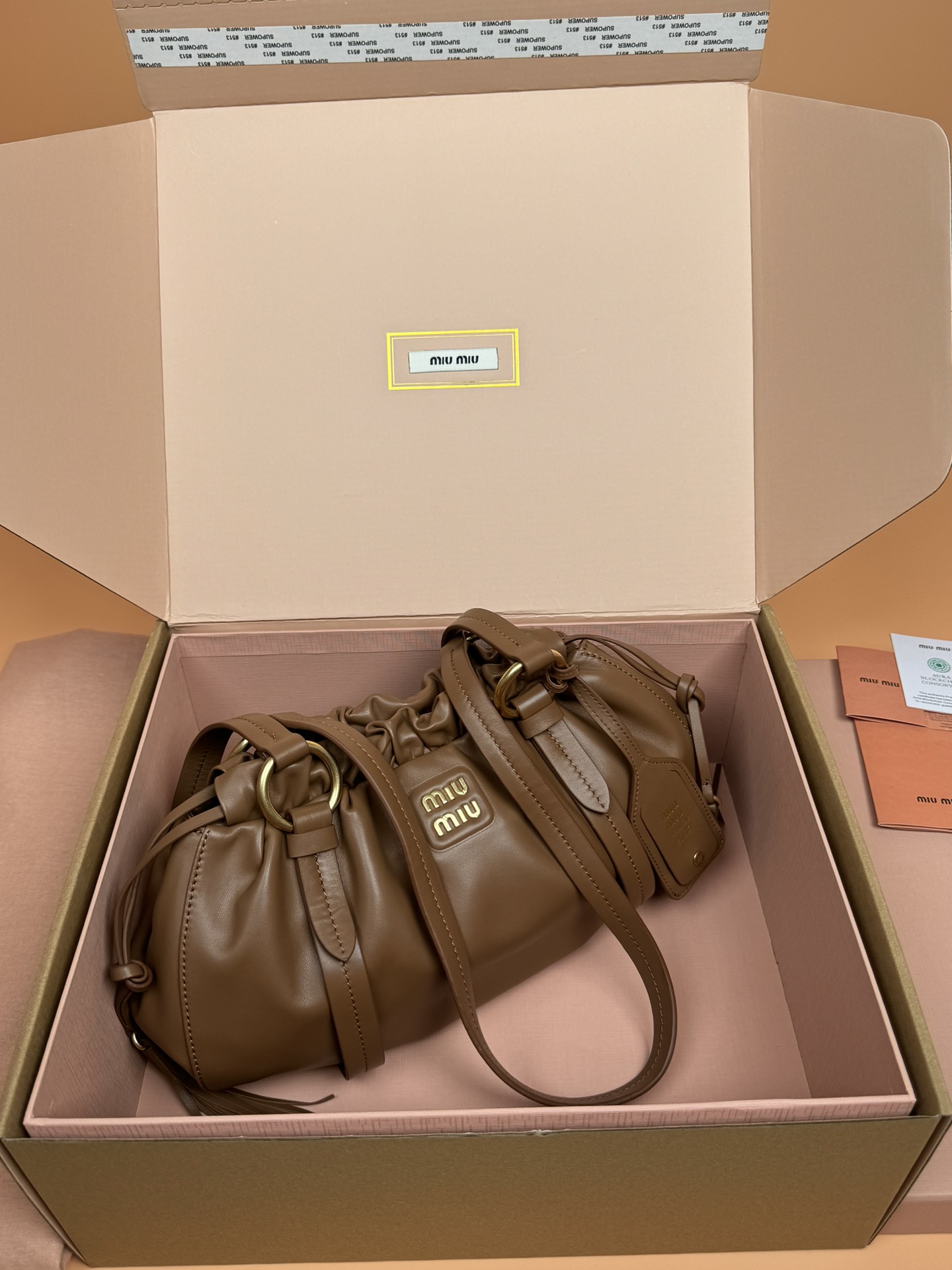 M1um1u joie nappa leather bag-32*16*10.5cm