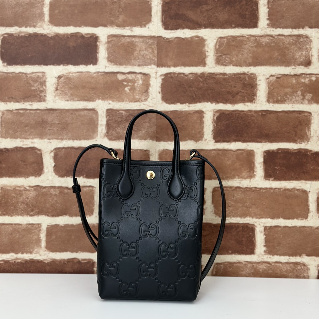 gvc*1 gg S*per mini bag with strap in black gg leather |-20*13*2.5cm