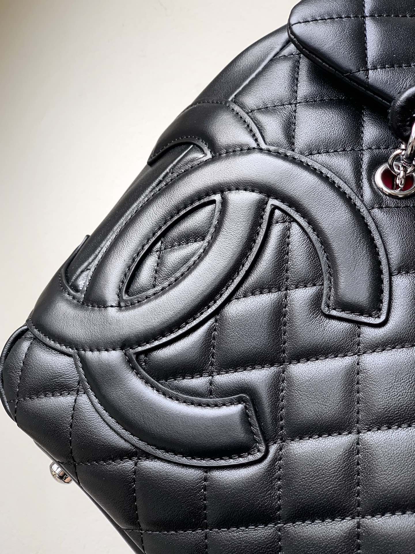 Ch@nel Black Quilted Cambon Ligne Large Flap Tote-33x24x11CM
