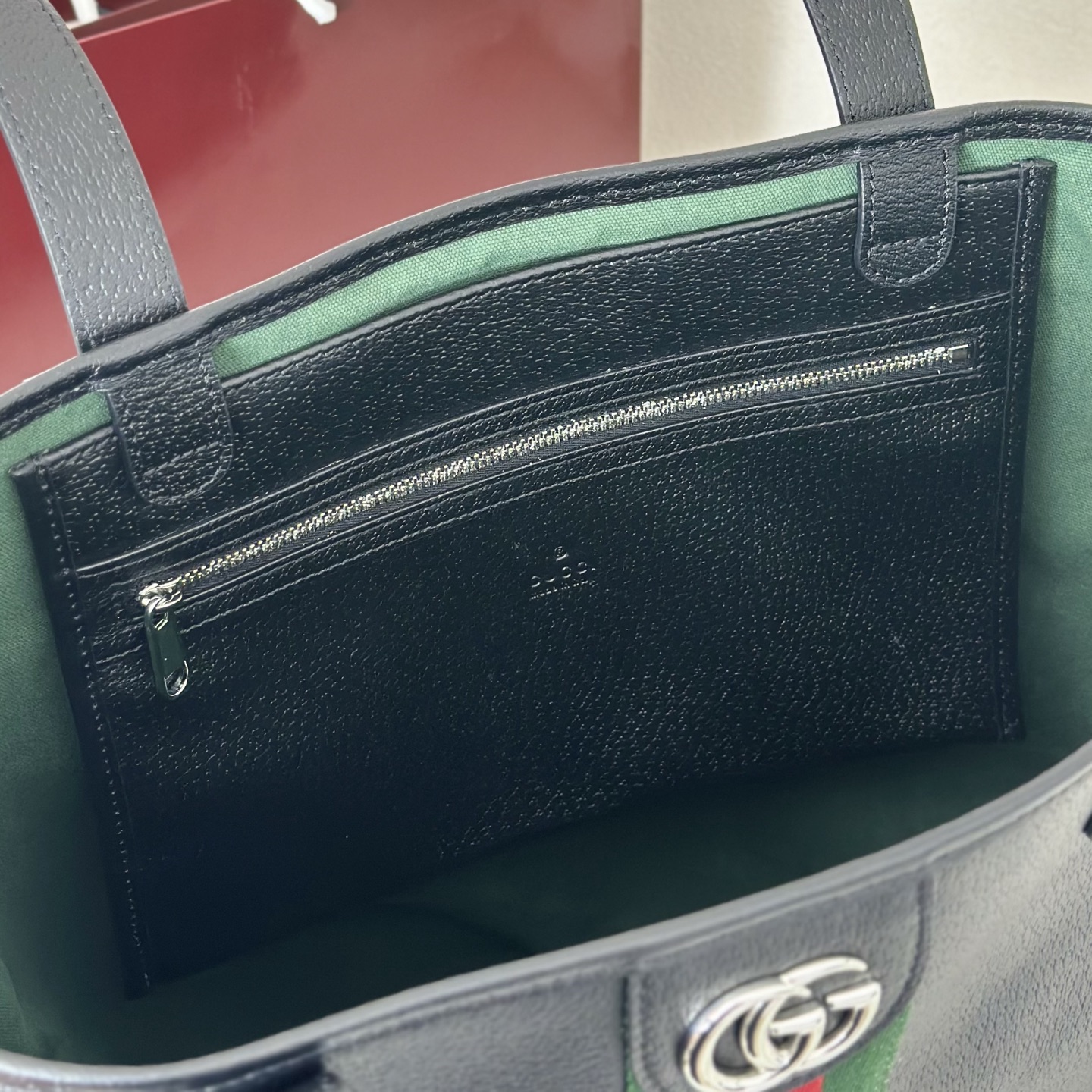 Gvc*1 ophidia large tote bag in black soft leather-38*43*16.5cm