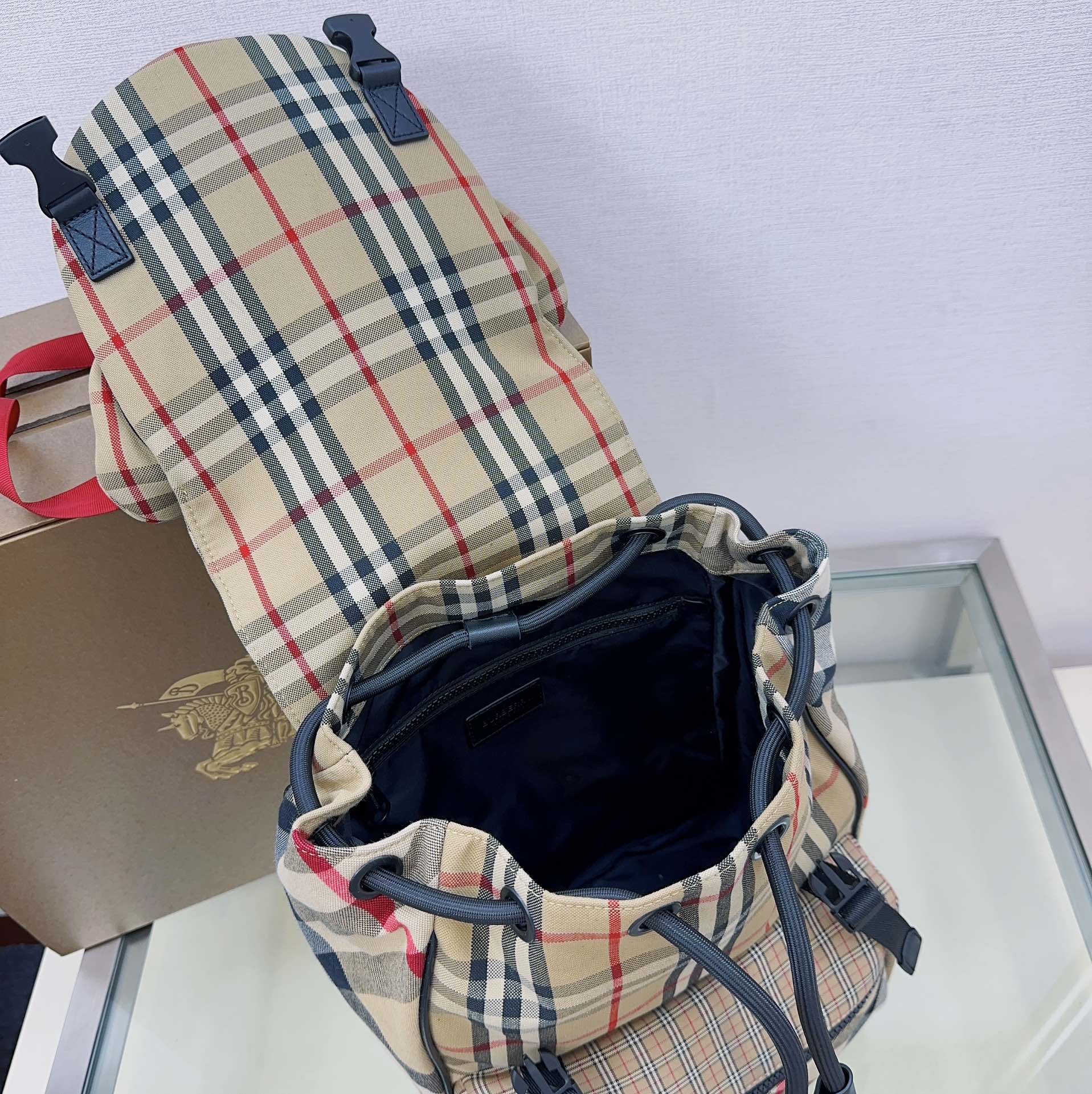 Bv*b*rry unisex thomas bear check cotton backpack-26*35*11cm