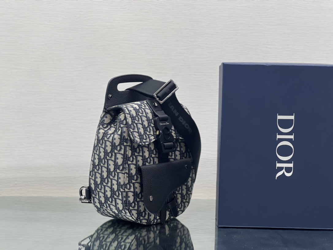 Diro Gallop Sling Bag Black Grained Calfskin-19*27.5*11.5CM