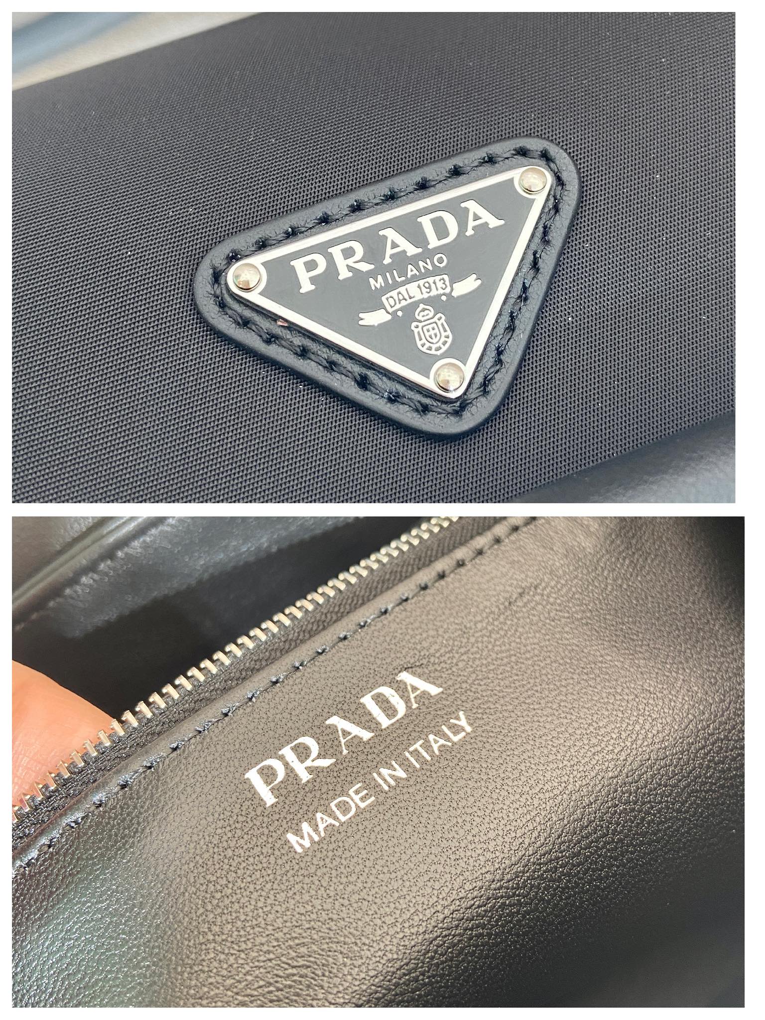 Pra*a Black Passage Medium Leather Bag-1BA495-28*14.5*12cm
