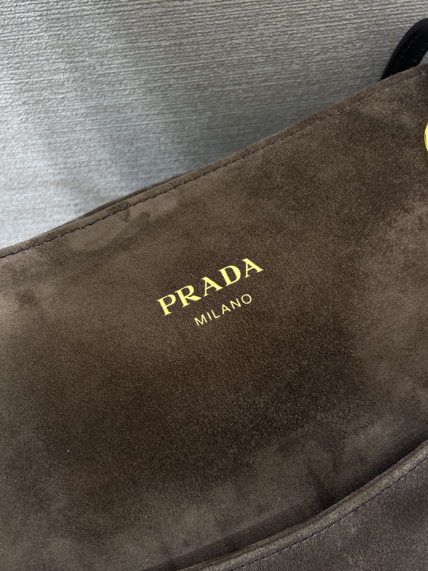 Pra*a Cocoa Brown Pra*a Carry Medium Suede Tote Bag-1BG641-28*32*14CM