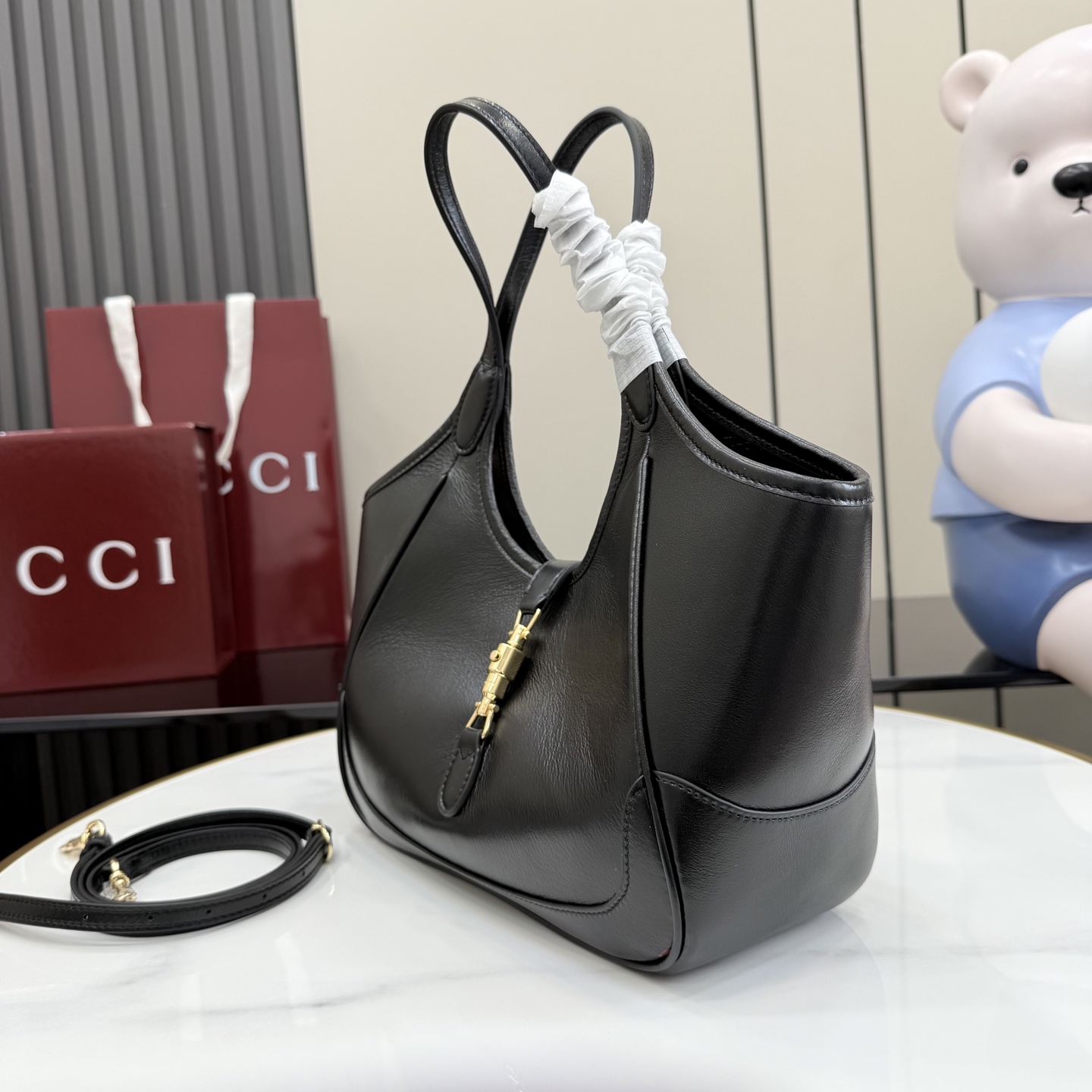 Gvc*1 Mercato Small Tote Bag In Black Leather-26*23*11CM