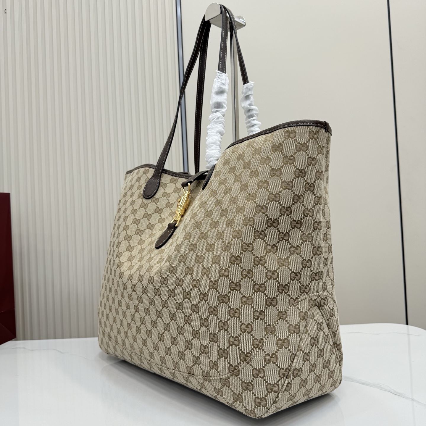 Gu*cci Gvc*1 Jackie Large Tote Bag In Sand And Brown GG Canvas-55*37*14.5CM