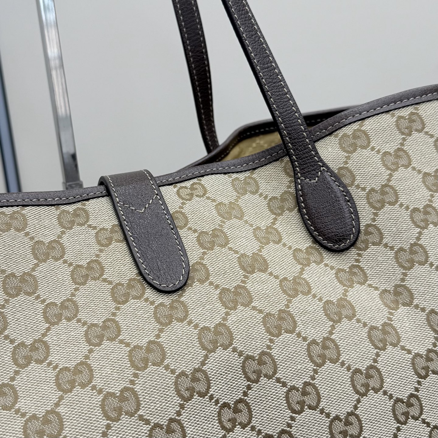 Gu*cci Gvc*1 Jackie Large Tote Bag In Sand And Brown GG Canvas-55*37*14.5CM