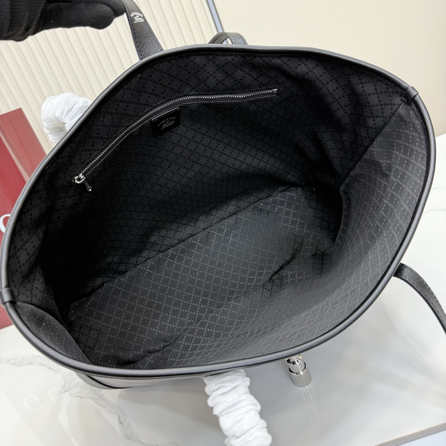 Guc*ci Jackie Medium Tote Bag In Black Leather-45*28*12CM