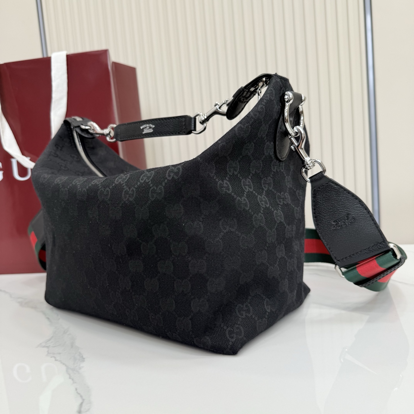 Gv*c* Brera Medium Crossbody Bag In Black Canvas-33*27*15CM