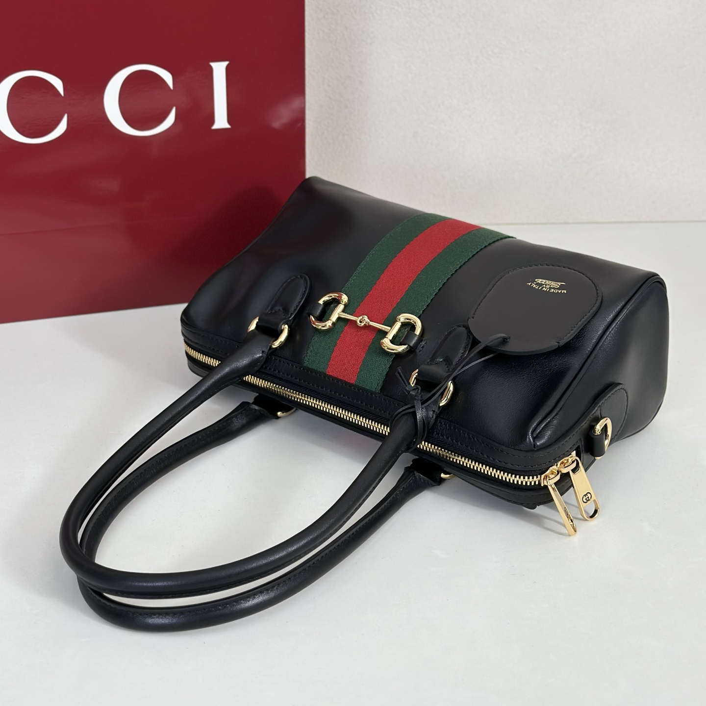 Gvc*1 Borsetto Medium Soston Bag In Black Leather-28*15*10CM
