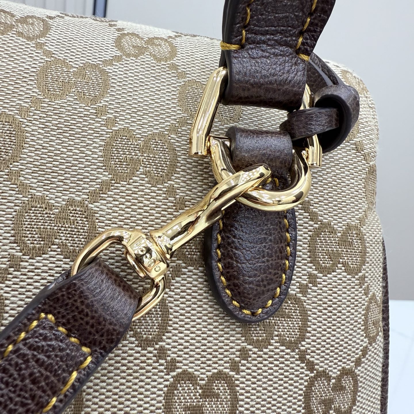 Gv*c* Paparazzo Medium Top Handle Bag In Sand And Brown GG Canvas-32*24*17CM
