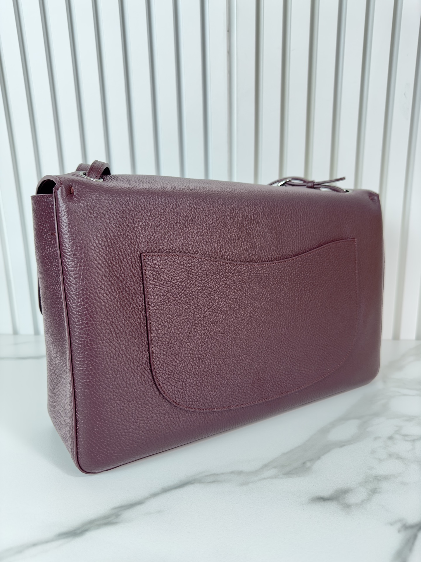 Ch@nel Maxi Flapbag , Grained Calfskin & Silver-Tone Metal, lLight-26*38.5*11CM