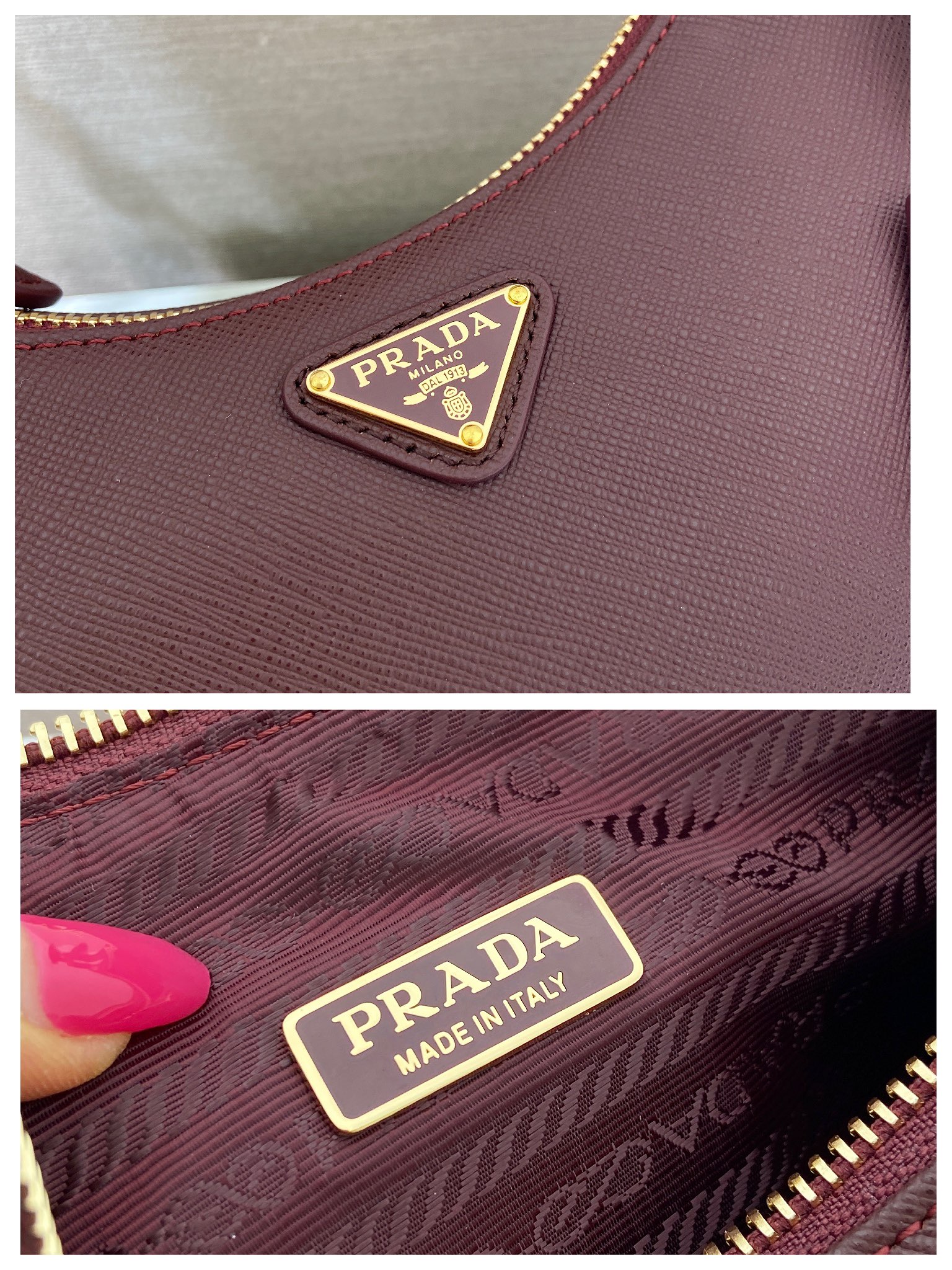 Pra*a Re-Edition Hobo Saffiano Leather Bag-22*18*6CM