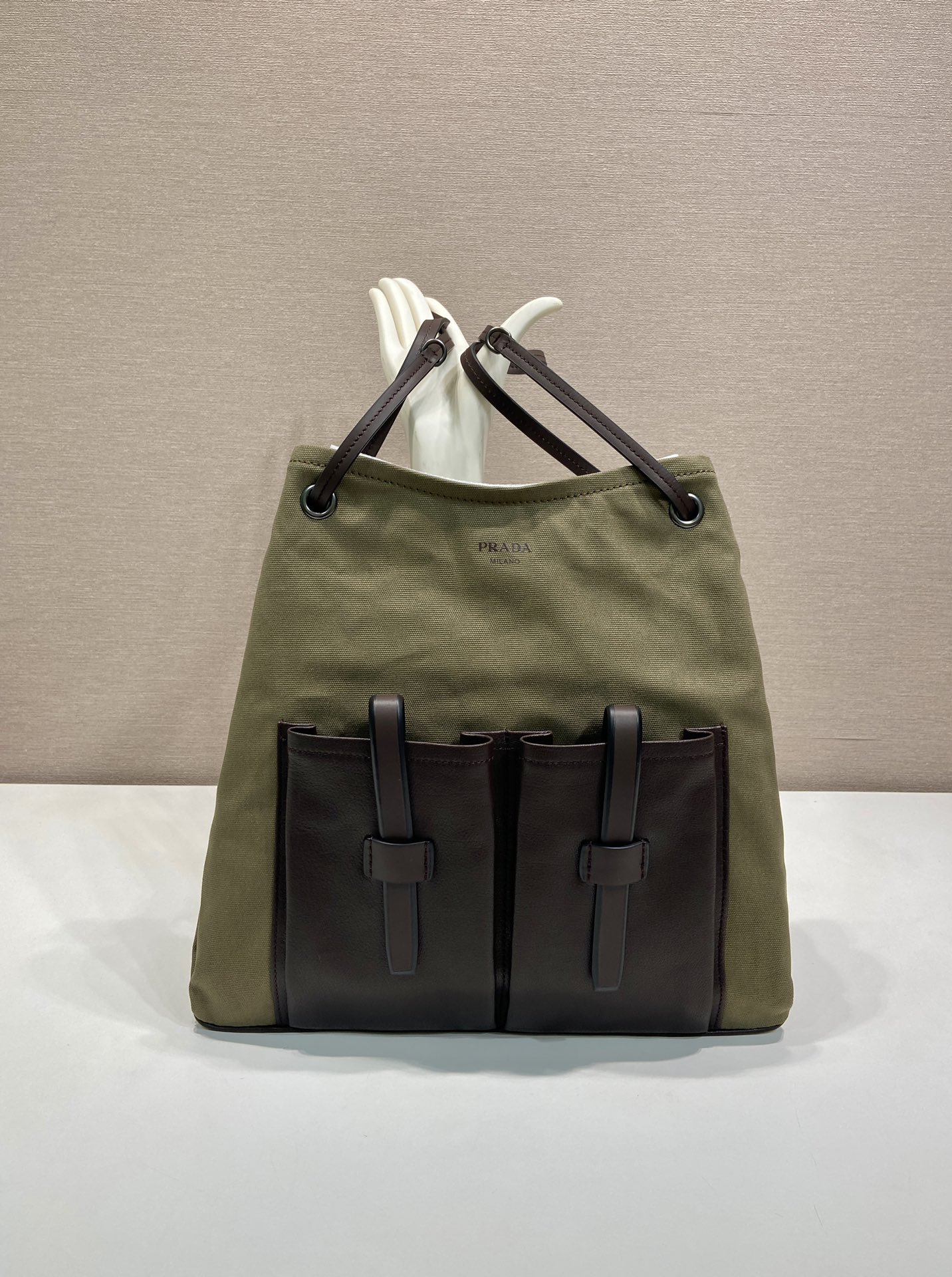 Pra*a Large Route Leather Tote Bag-1BC293-39*33CM
