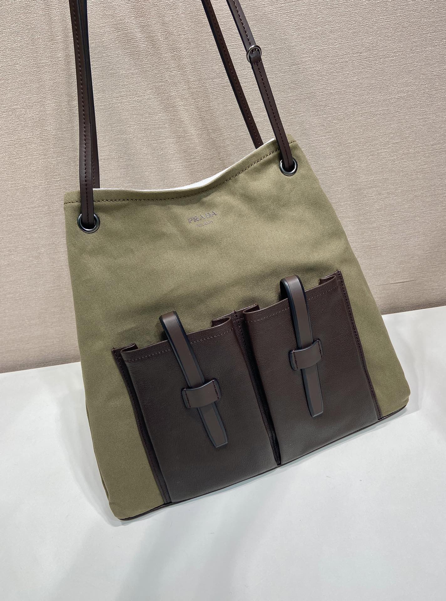 Pra*a Large Route Leather Tote Bag-1BC293-39*33CM