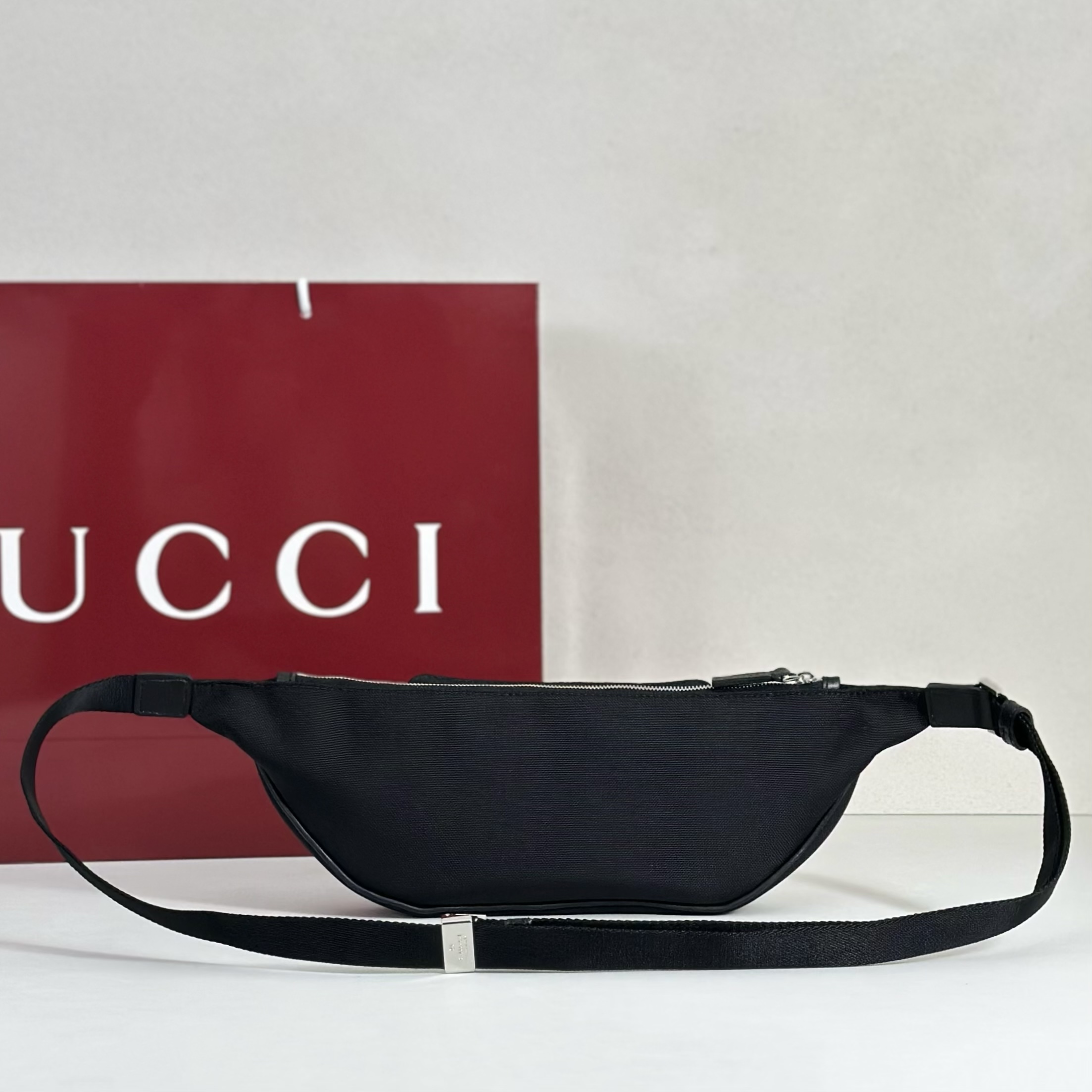 Guc*ci Tag Small Crossbody Bag In Black GG Canvas-20*10.5*2.5CM