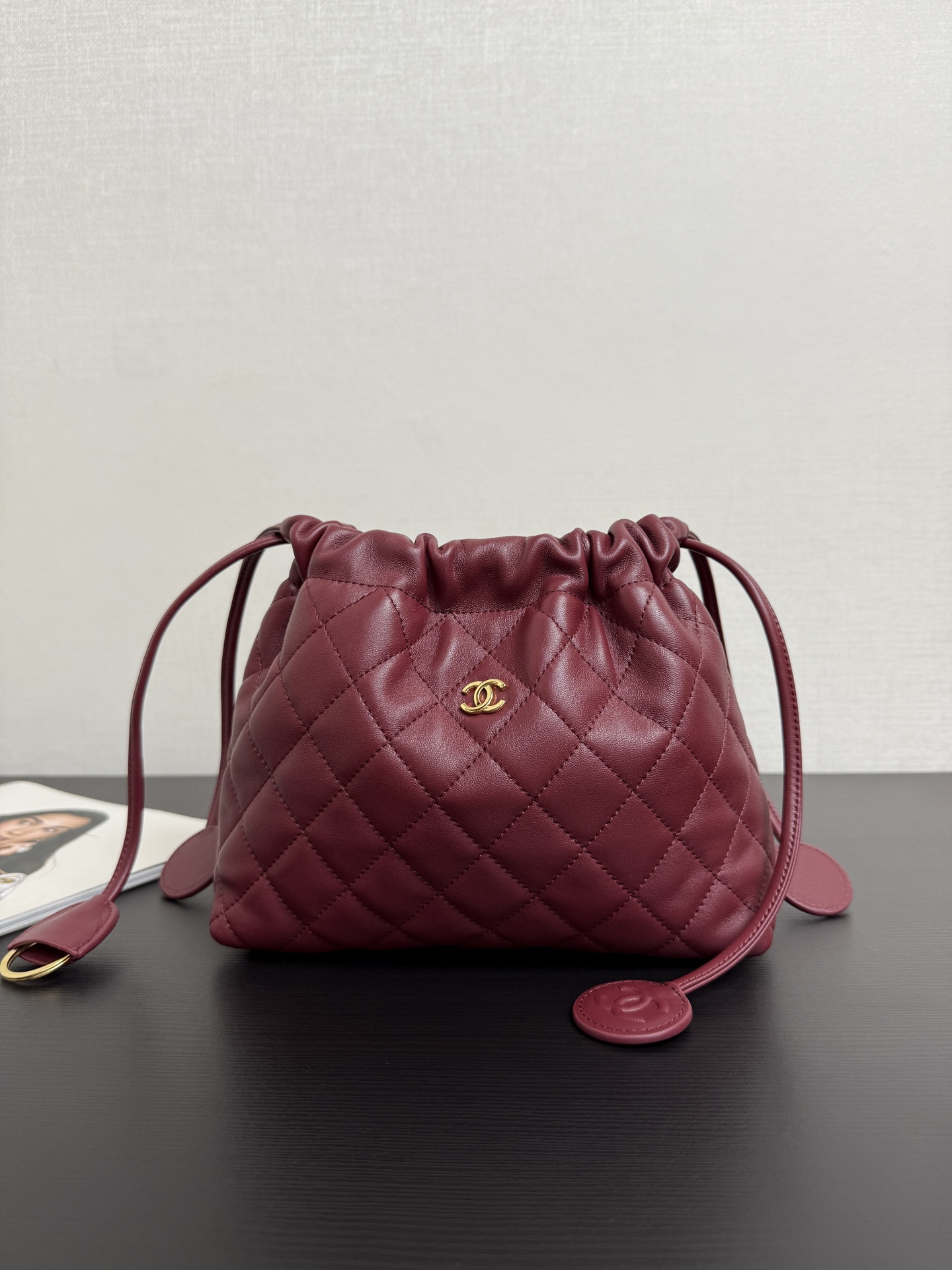 Ch@Nel Cc Chain Bucket Drawstring Bag-28*18*8CM