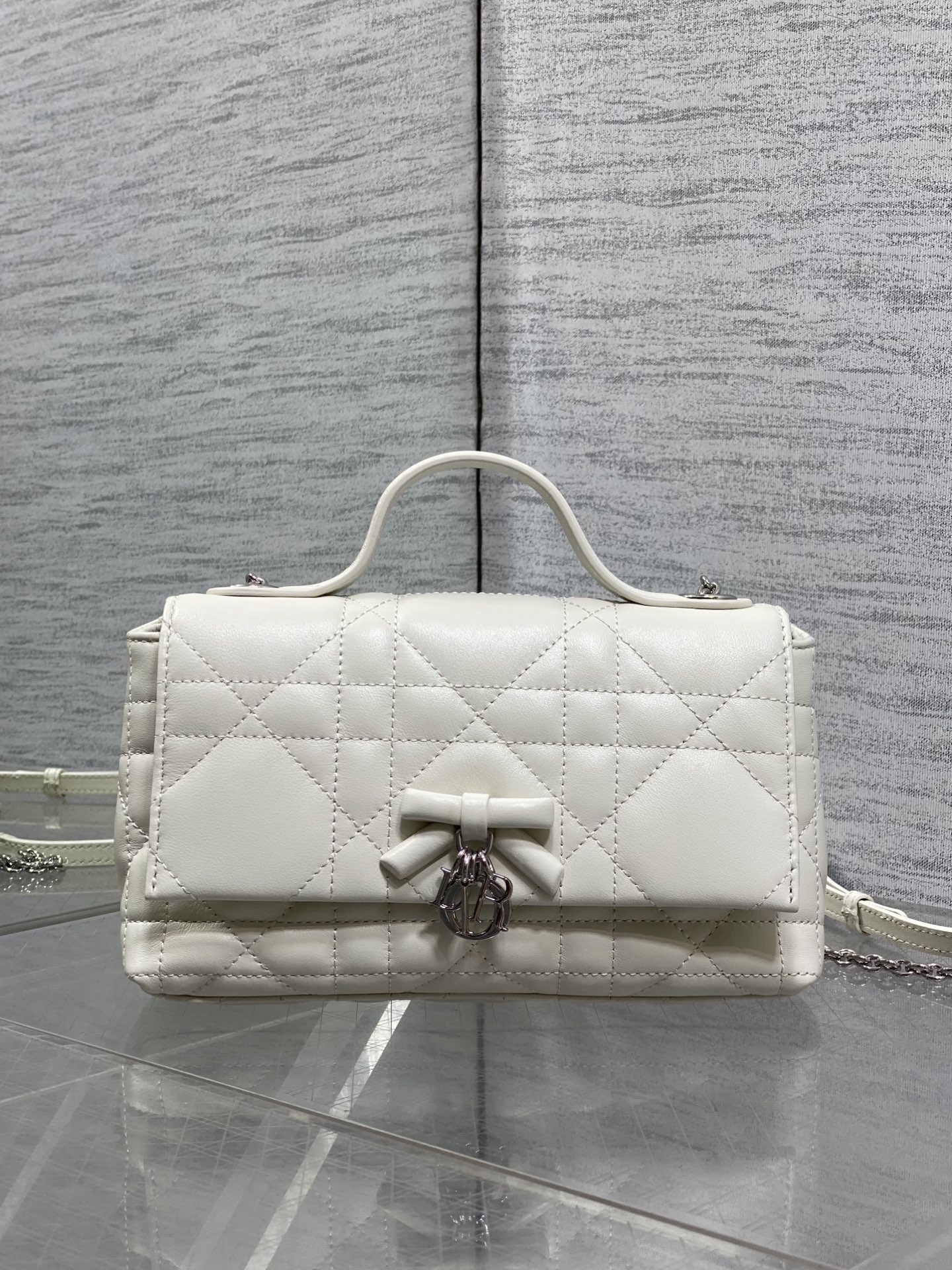 Diro Mini Bag with Chain Soupir Pink Macrocannage Lambskin-21*11.5*7CM