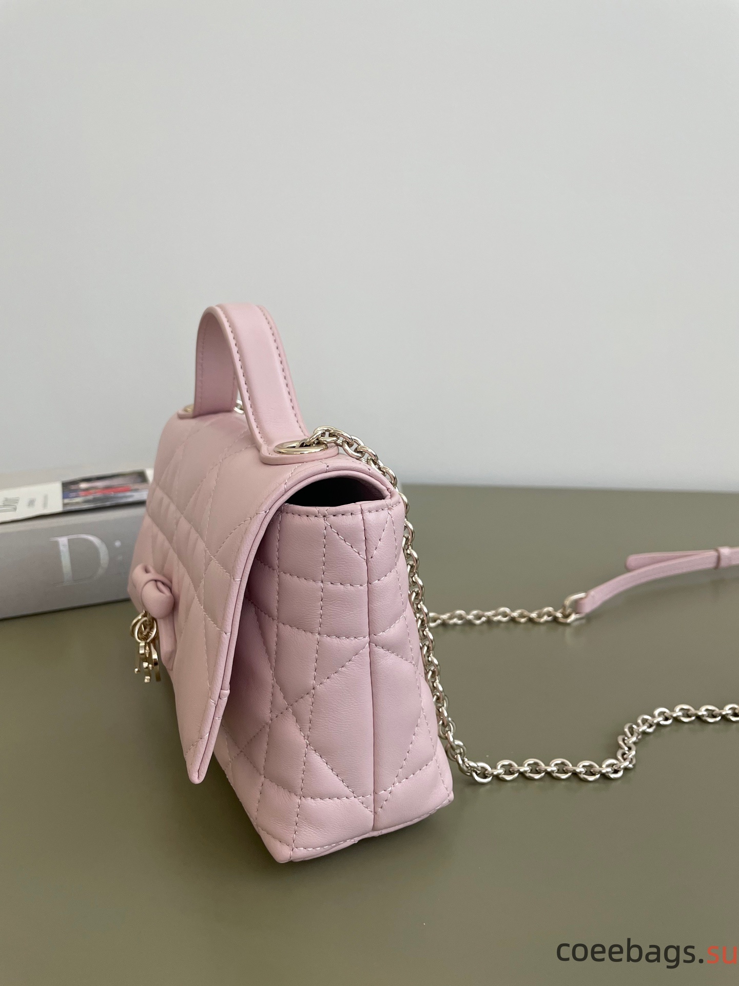 Di*or My Tender Top Handle Mini Bag Rose Tendre Macrocannage-21*7*11.5CM