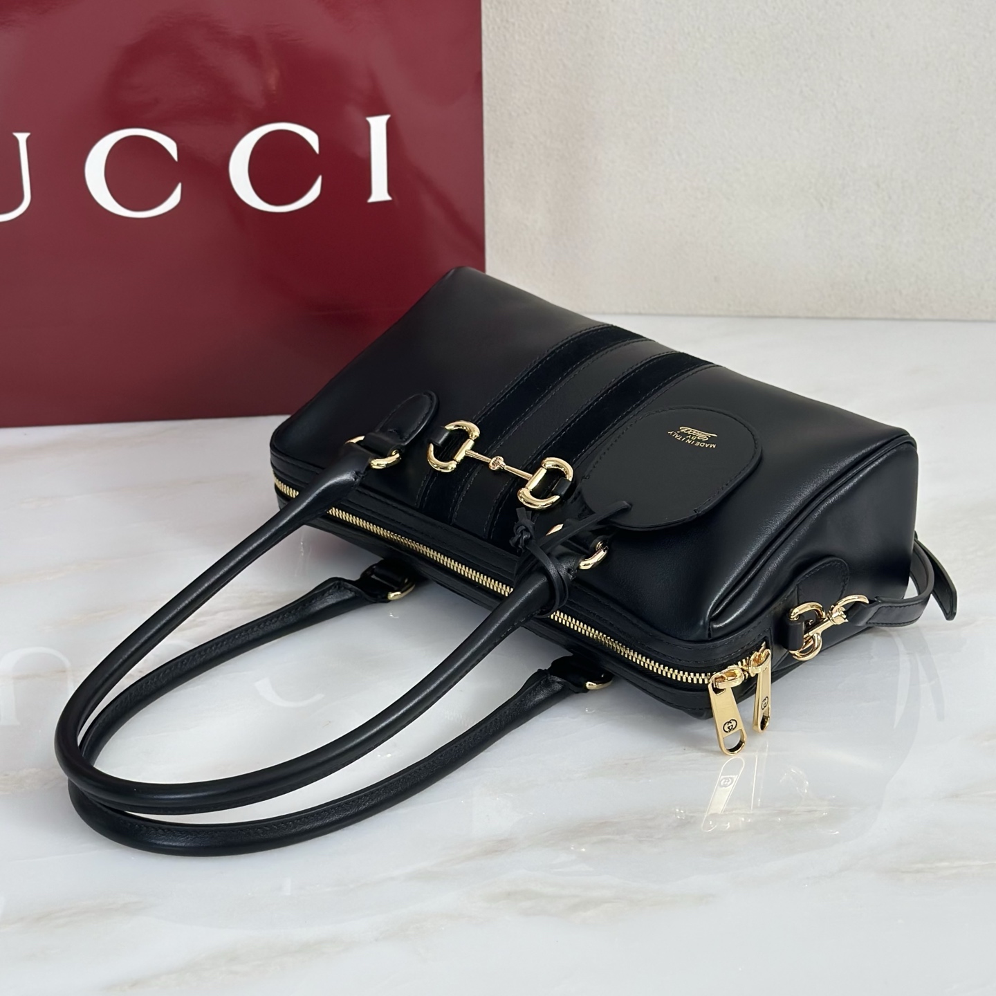 Gvc*1 Borsetto Medium Soston Bag In Black Leather-28*15*10CM