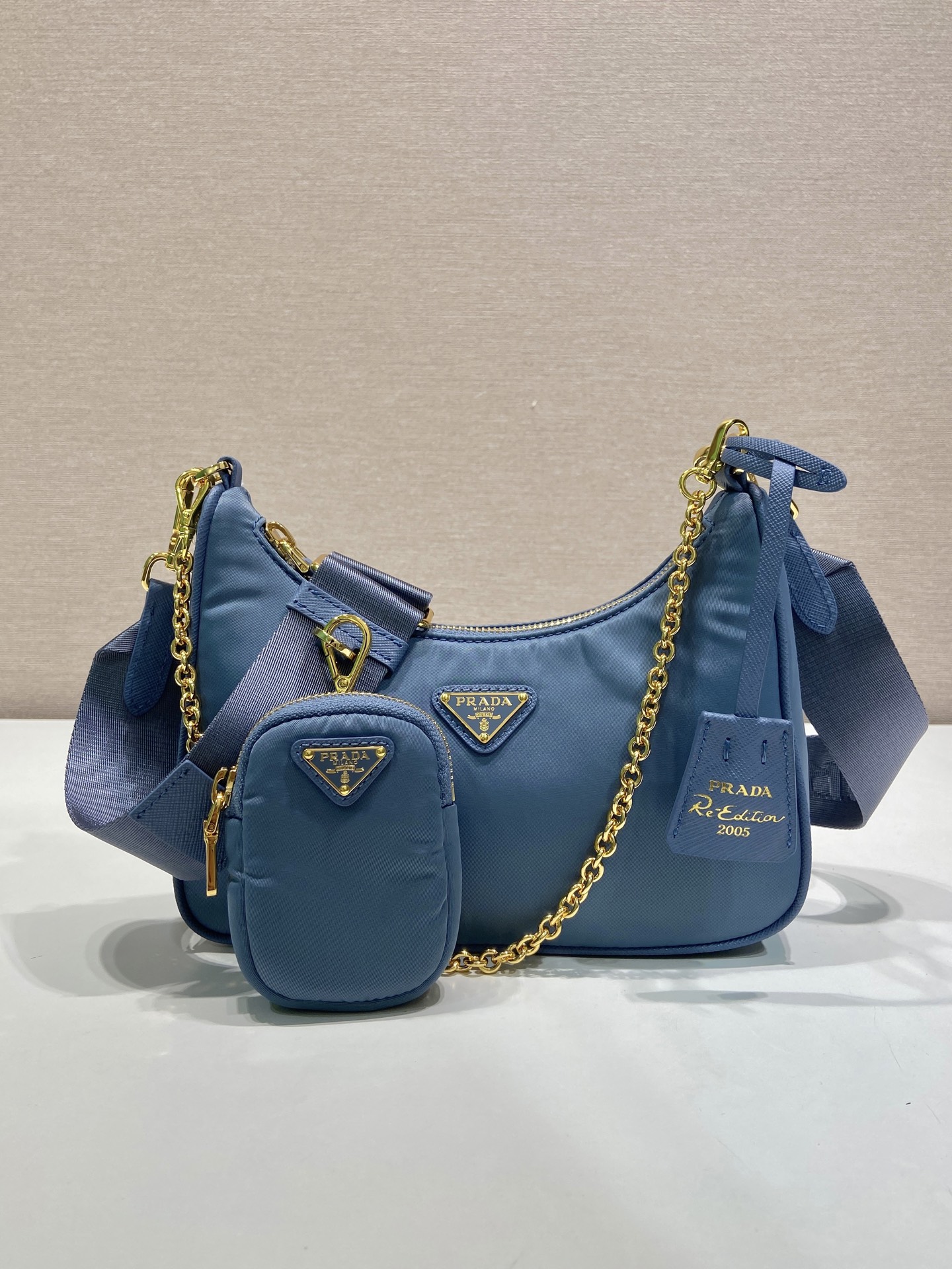 Pra*a Nylon Hobo Bag-1BH204-22*12*6CM